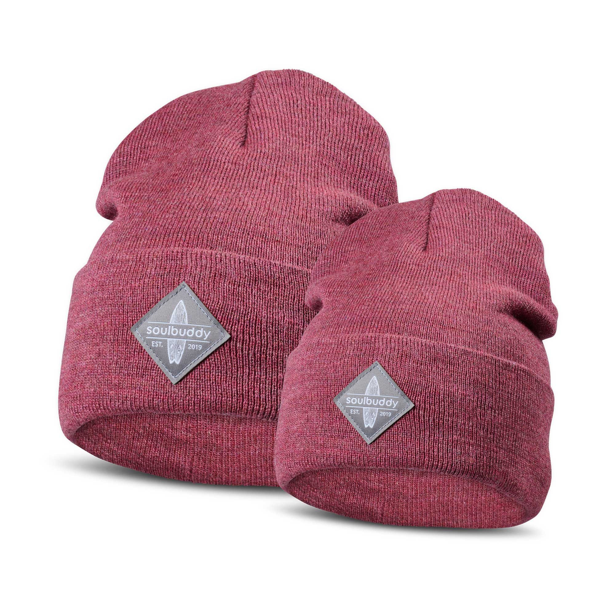 Soulbuddy Strickmütze 2er-Set Partnerlook Familie, Weihnachtsgeschenke, Geschenk Eltern (1x Eltern Beanie & 1x Kids Beanie, OEKO-TEX® Standard 100 zertifiziert)