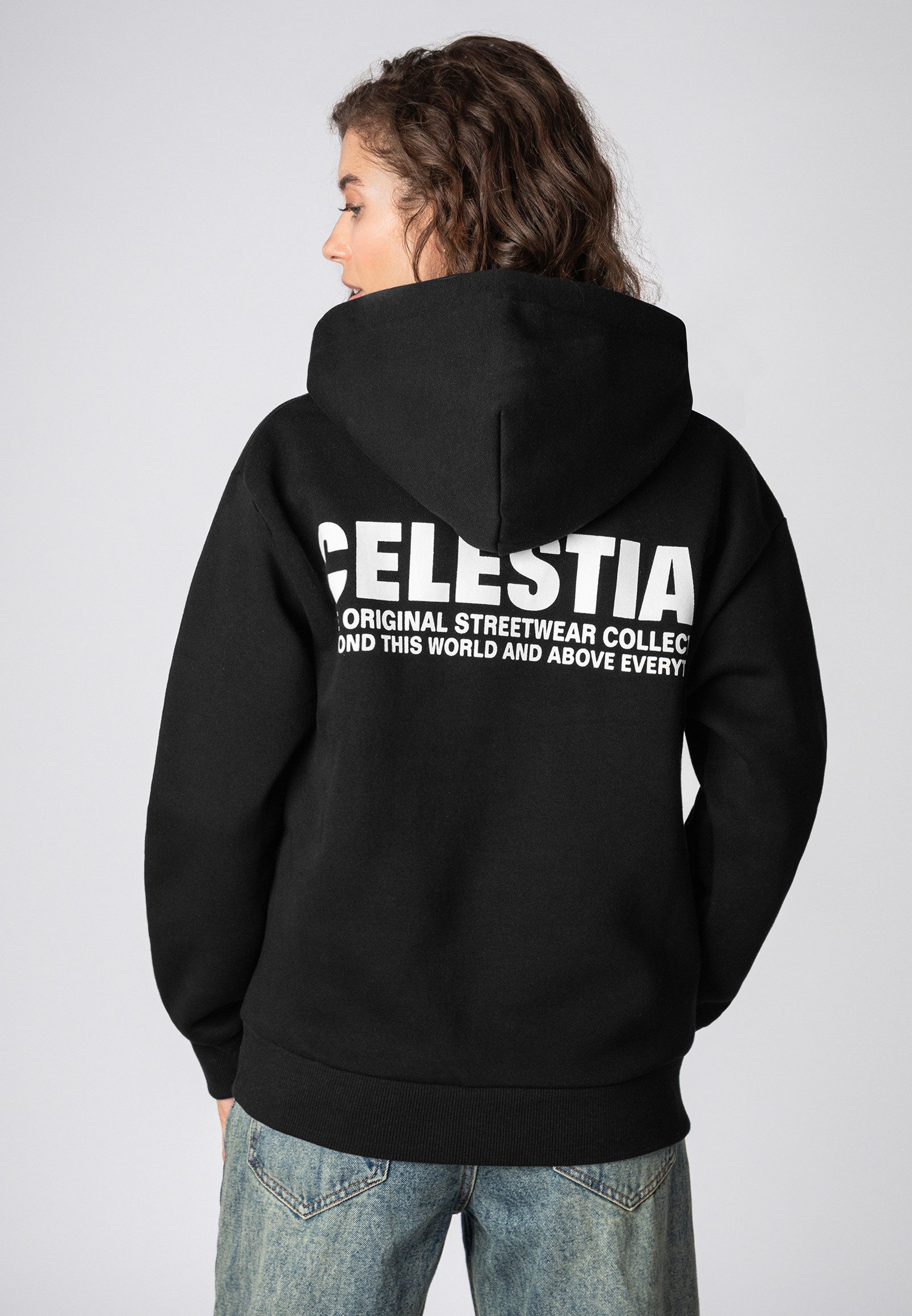 SUBLEVEL Kapuzenpullover Damen Kapuzenpullover Hoodie mit Rücken-Print Sweater, Kapuzensweatshirt mit Kängurutasche, mit Kapuze