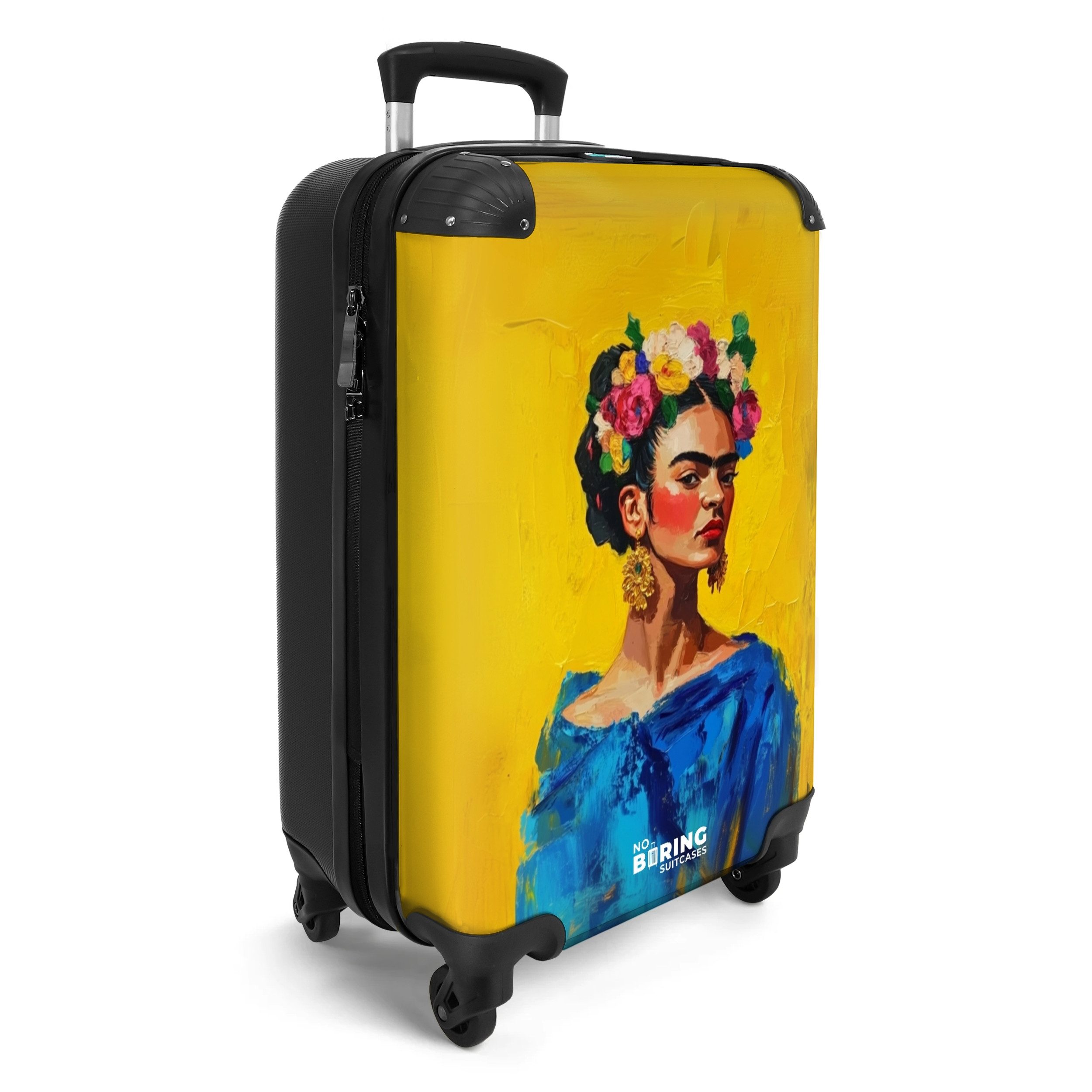 NoBoringSuitcases.com© Hartschalen-Trolley Frau mit Blumengirlande auf günstig online kaufen