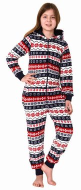 Normann Pyjama Mädchen Jumpsuit Overall Schlafanzug in Norweger Optik