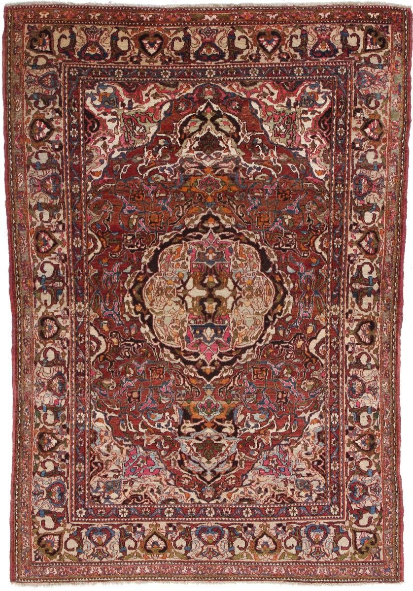 Orientteppich Isfahan Antik 139x207 Handgeknüpfter Orientteppich / Perserteppich, Nain Trading, rechteckig, Höhe: 8 mm