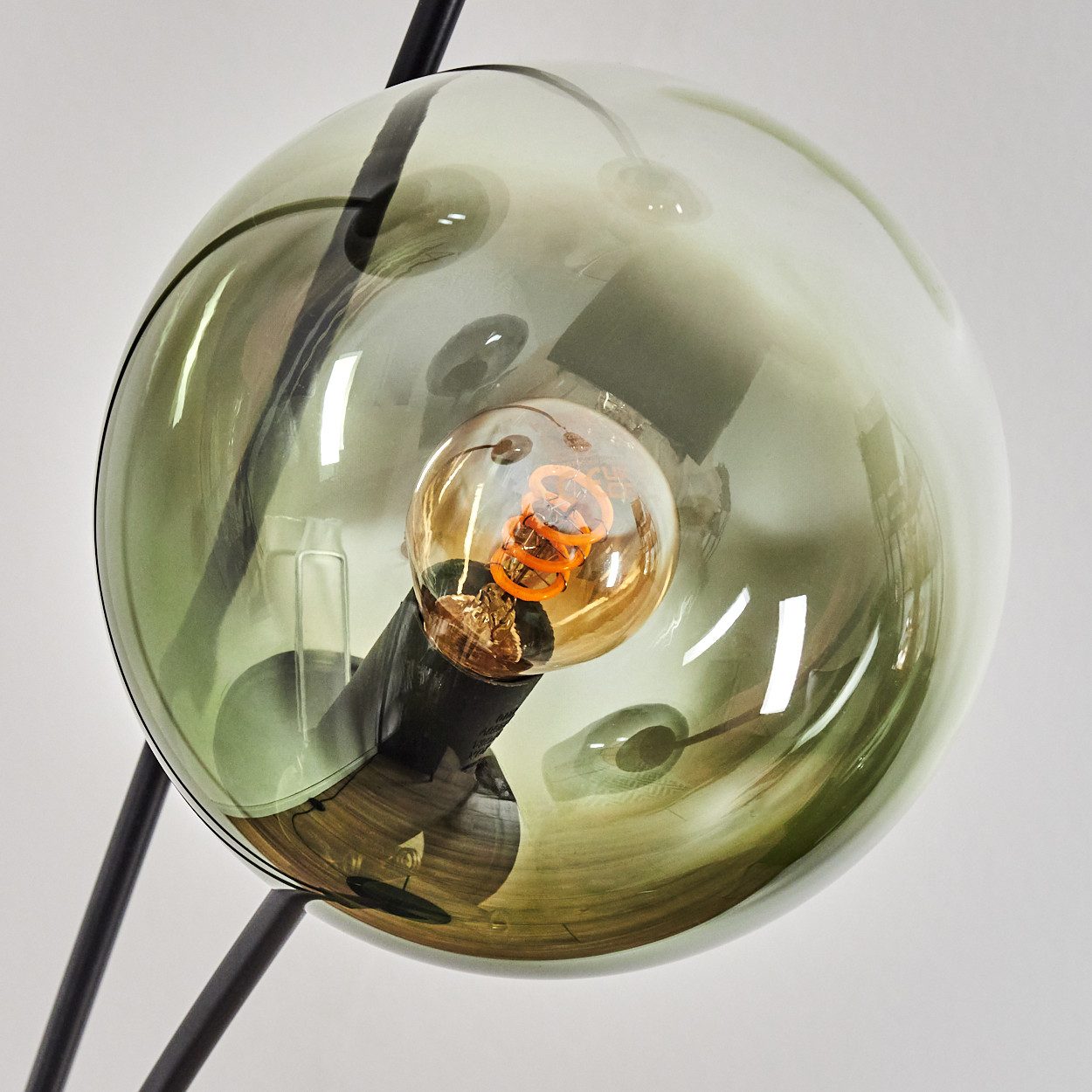 hofstein Stehlampe Stehlampe aus Metall/Glas in Schwarz/Blau/Grün/Kupfer/Klar, Stehleuchte im Retro-Design (Schirme 15cm), Fußschalter, 169cm, E14