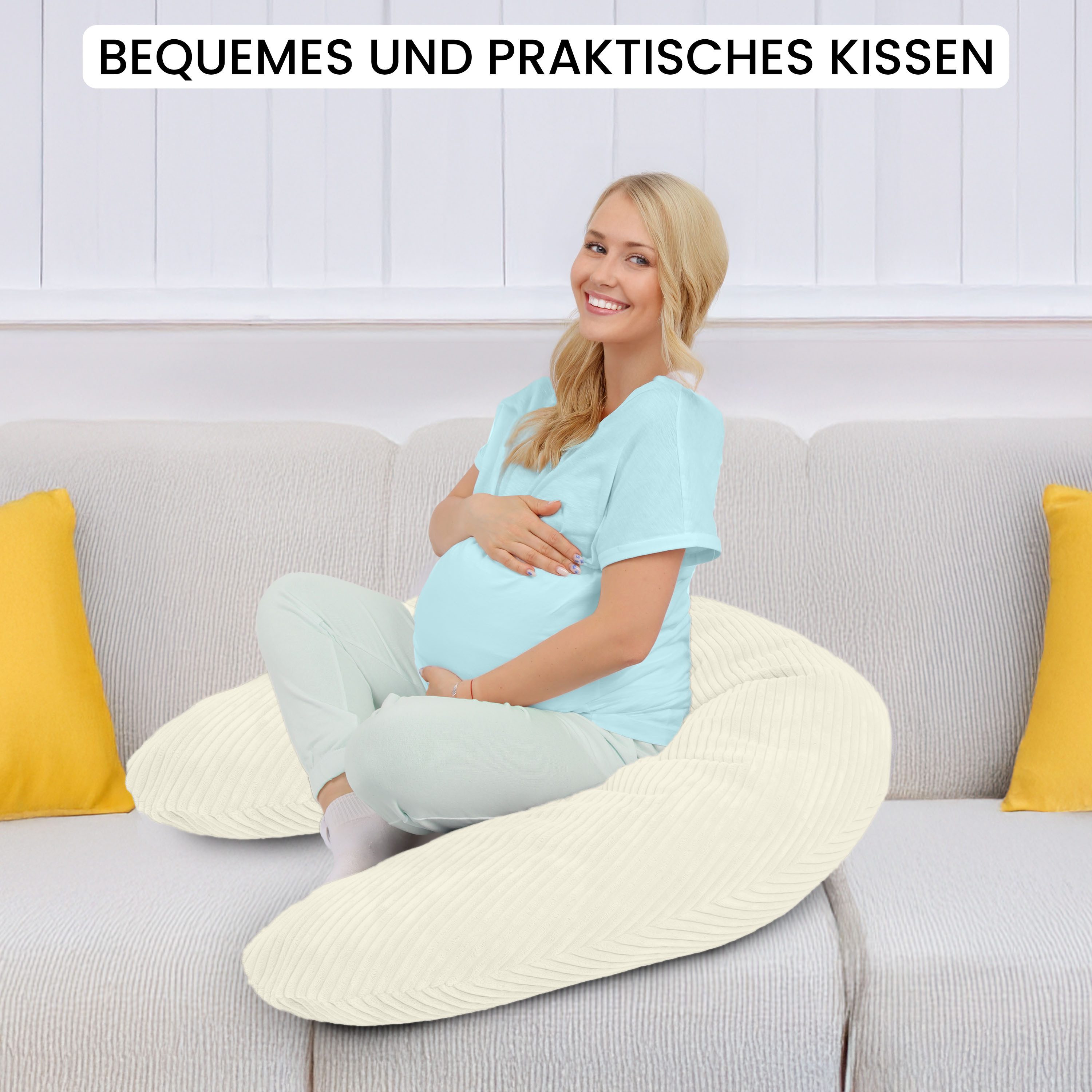 Amilian Stillkissen XXL 170 cm - Schwangerschaftskissen; Seitenschläferkissen, Pregnancy Pillow mit abnehmbarem Bezug, Schlafkissen für Seitenlage, Lagerungskissen für Schwangere & Stillzeit - Stillhilfe