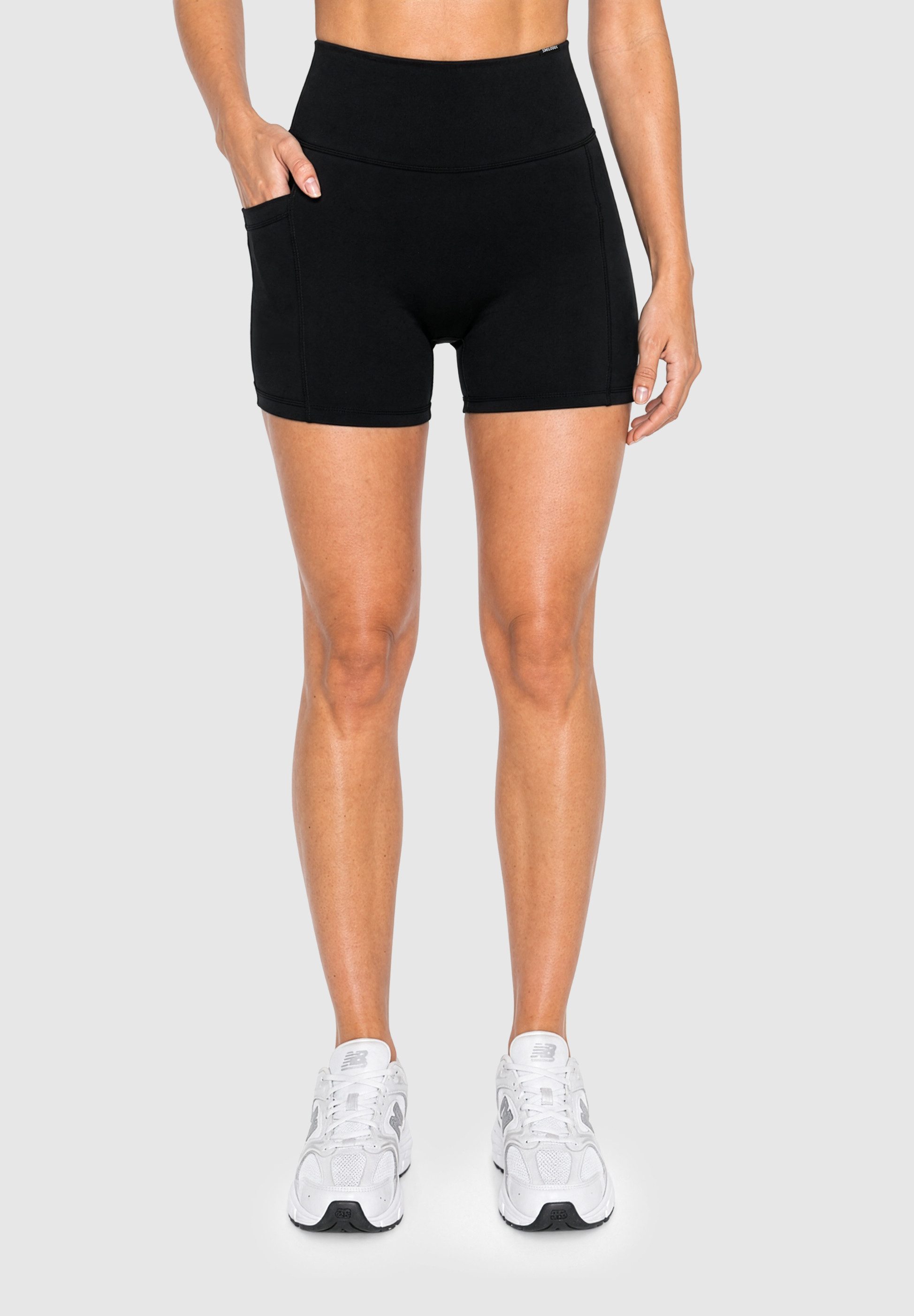 Smilodox Shorts Lissa, High Waist Radlerhose mit seitlichen Eingrifftaschen, elastisch Figurformender Bund, enganliegend, Training Alltag Fitness Yoga