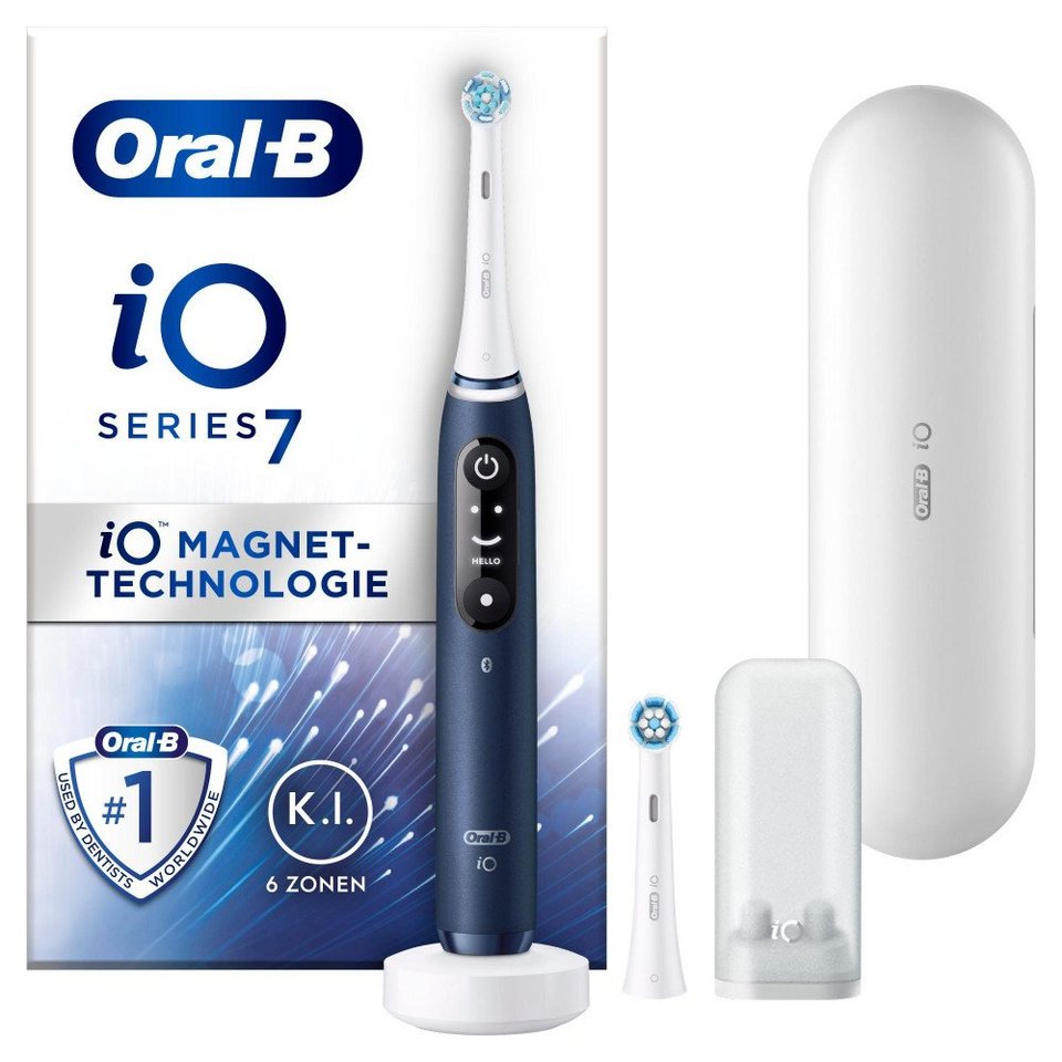 Oral-B Elektrische Zahnbürste iO 7, Aufsteckbürsten: 2 St., mit Magnet-Technologie, Display, 5 Putzmodi, Reiseetui