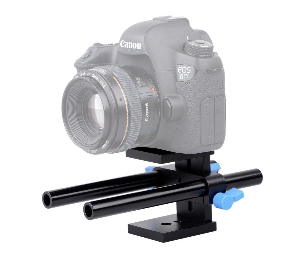 ayex Universal Basisplatte mit 18,5cm Rundstäben für DSLR Rig System Videokamera | Kameras