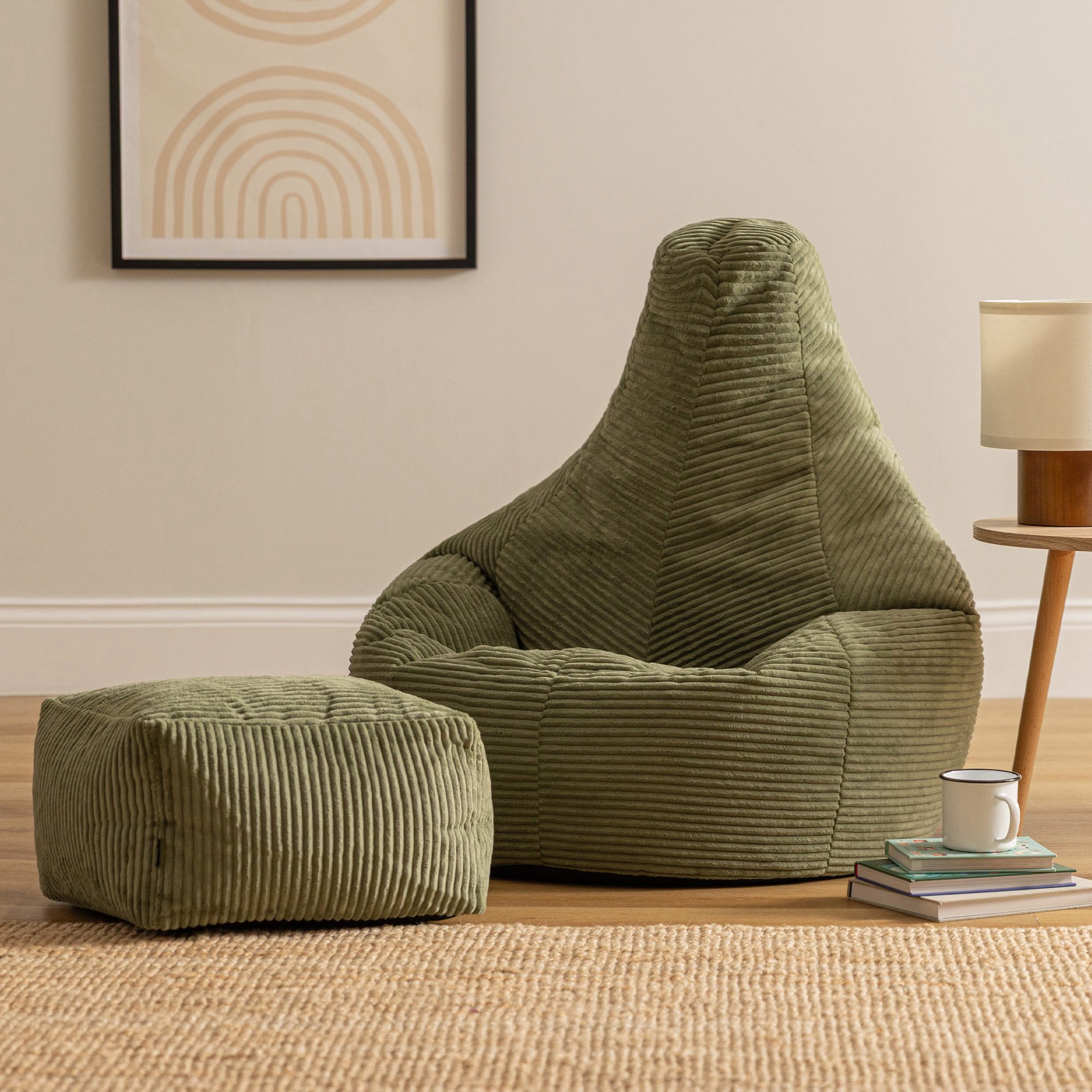 icon Sitzsack Sessel mit Rückenlehne aus Cord „Dalton“ mit Hocker (Spar-Set, 1 x Sitzsack, 1 x Fußhocker), Sitzsack XXL, Gaming Sitzsack, Made in Germany, Erwac – Bild 3 von 5