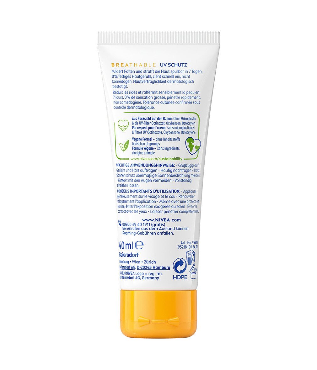 Nivea Sun Anti-Aging-Creme UV Gesicht Q10 Anti Age Creme LSF 50+ 40ml, 1-tlg., patentierte UV-Technologie