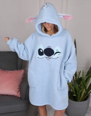 Sarcia.eu Bademantel Stitch Disney Damen Sweatshirt/Schlafrock, blaue Kapuzendecke, Snuddie