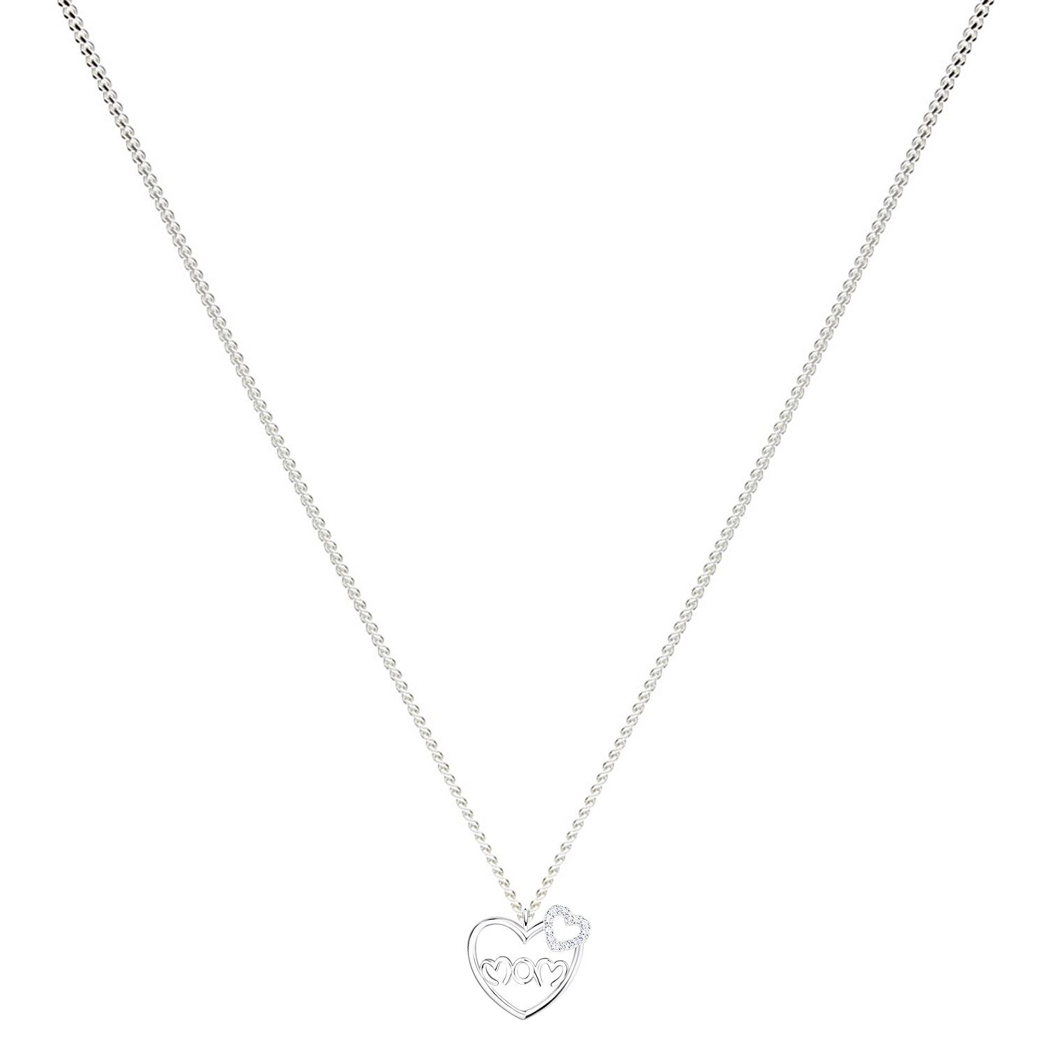LÖB Kette mit Anhänger 925 Silber Kette Herz Anhänger MOM Schriftzug Zirkon günstig online kaufen