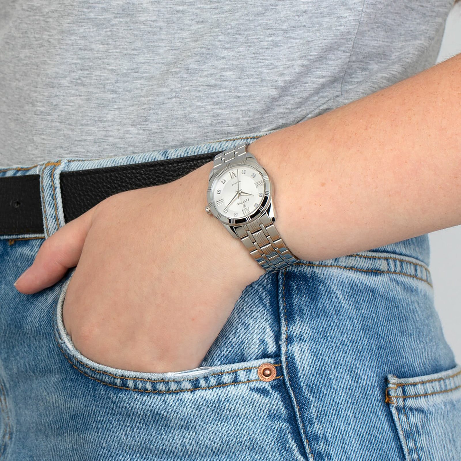 Festina Quarzuhr Festina Damenuhr Mademoiselle Armbanduhr, (Analoguhr), Damen Armbanduhr rund, Edelstahlarmband silber, Fashion