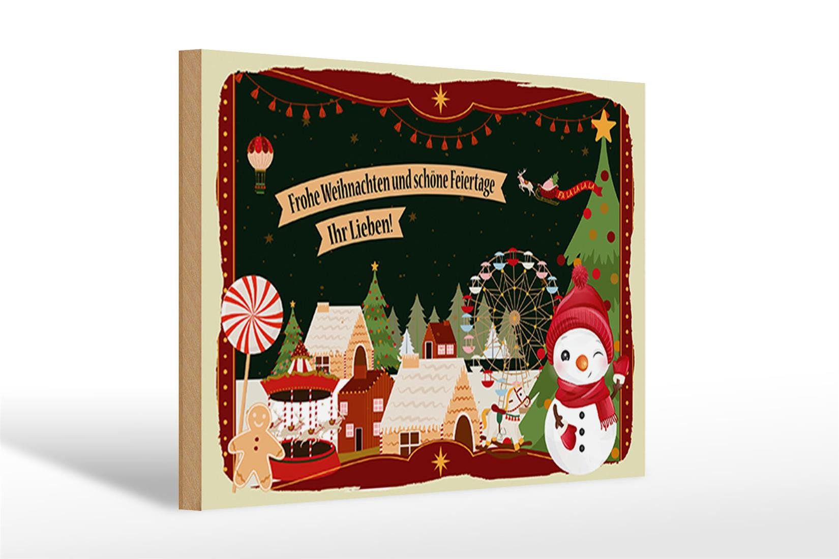 Femer GmbH Holzbild Spruch Frohe Weihnachten ihr Lieben 30x20cm, Feste und Feiertage (1 St), Glatte Holzfaserplatte (MDF), vorn beschichtet