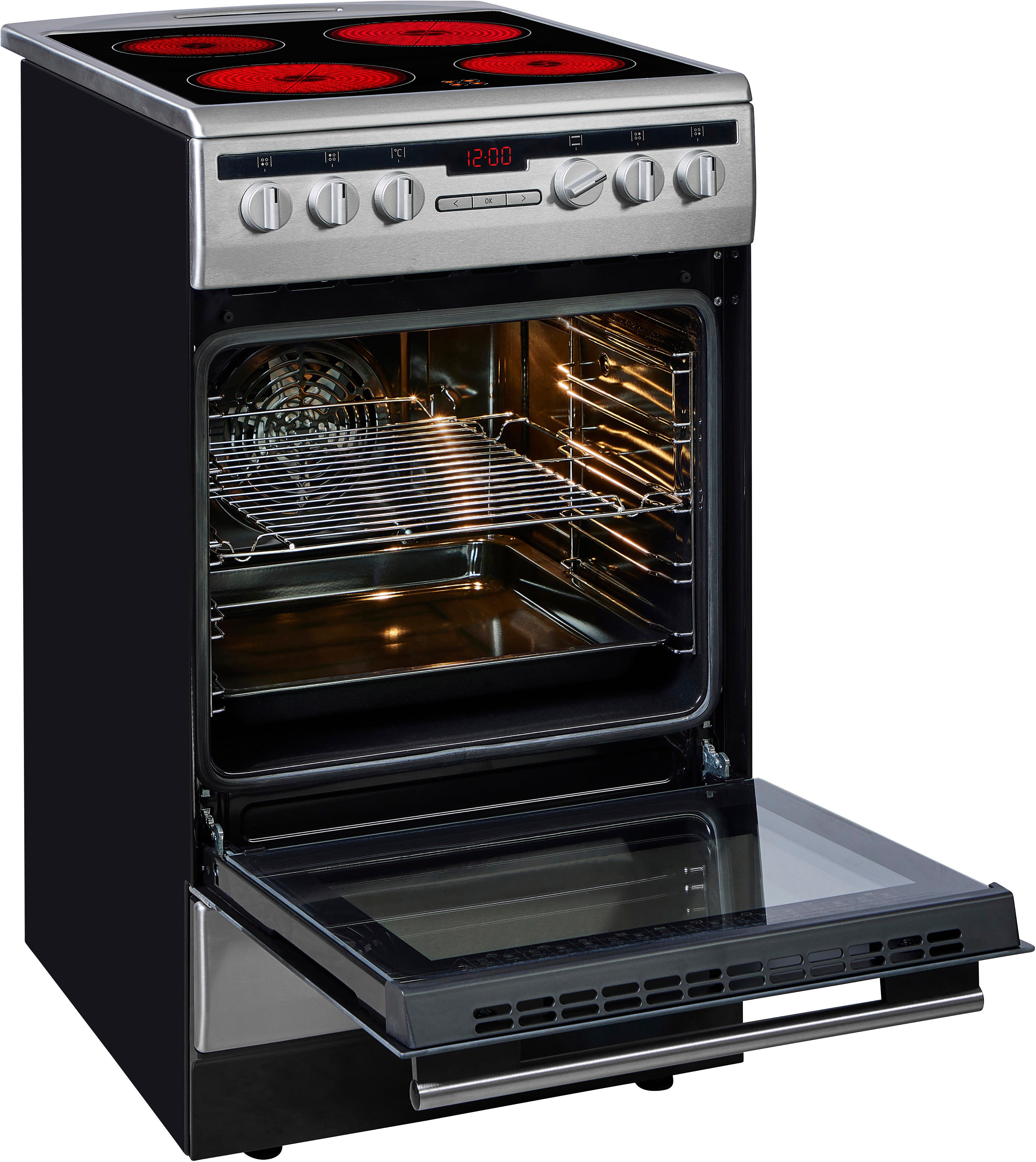 Amica Elektro-Standherd SHC 11579/1 E, mit Teleskopauszug nachrüstbar, Kompakter Kochkomfort für den täglichen Küchenalltag