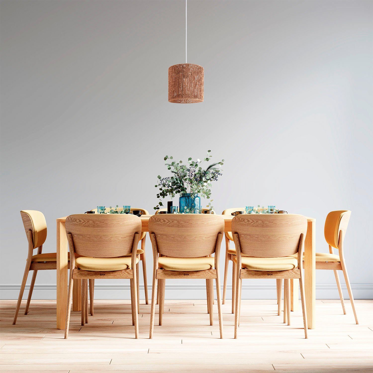 Paco Home Pendelleuchte Hugo Leuchtmittel, Rattan E27 Wohnzimmer ohne Esszimmer Ramira, Boho Papier Modern Optik Schirm