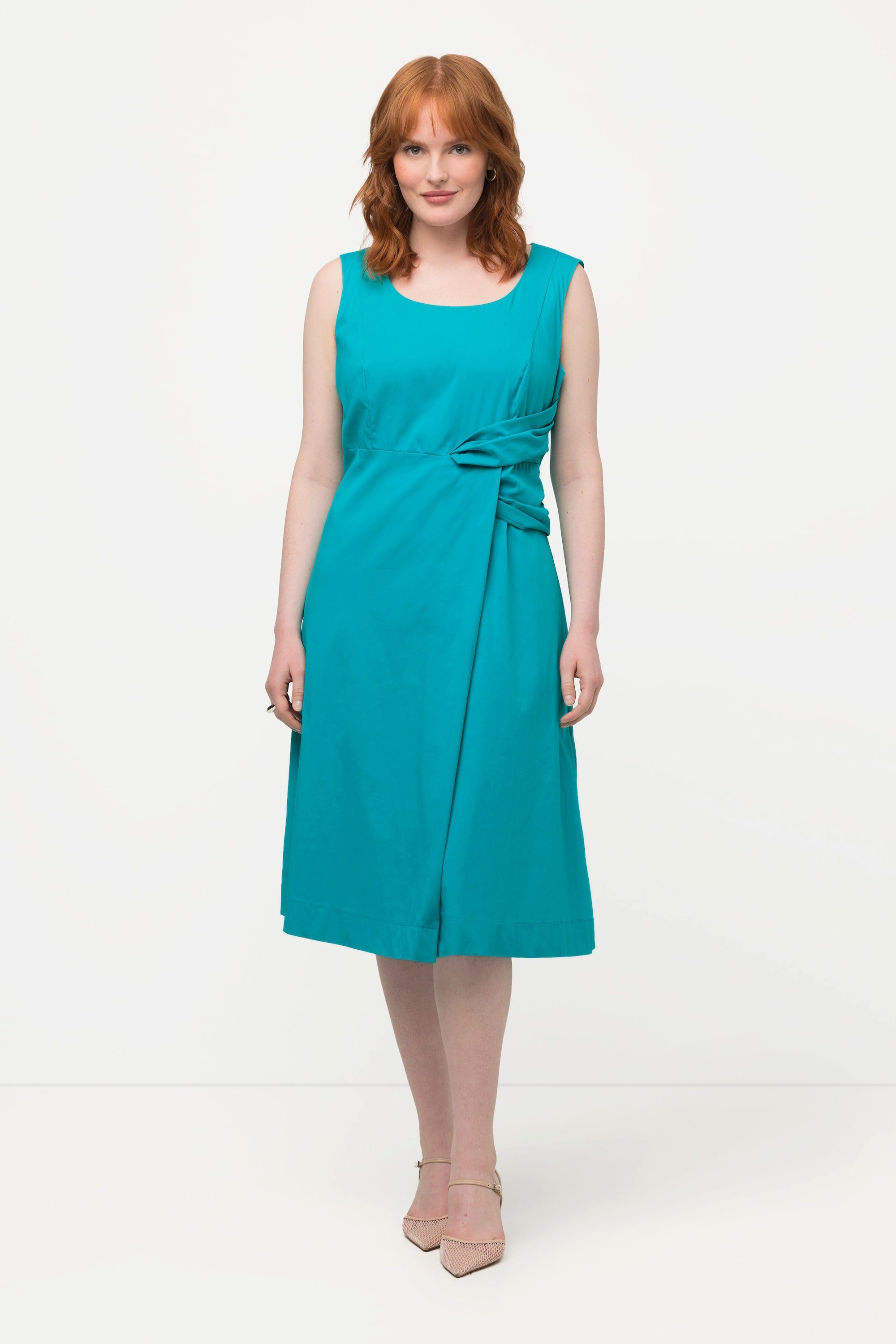 Ulla Popken Midikleid Kleid drapiert V-Ausschnitt günstig online kaufen