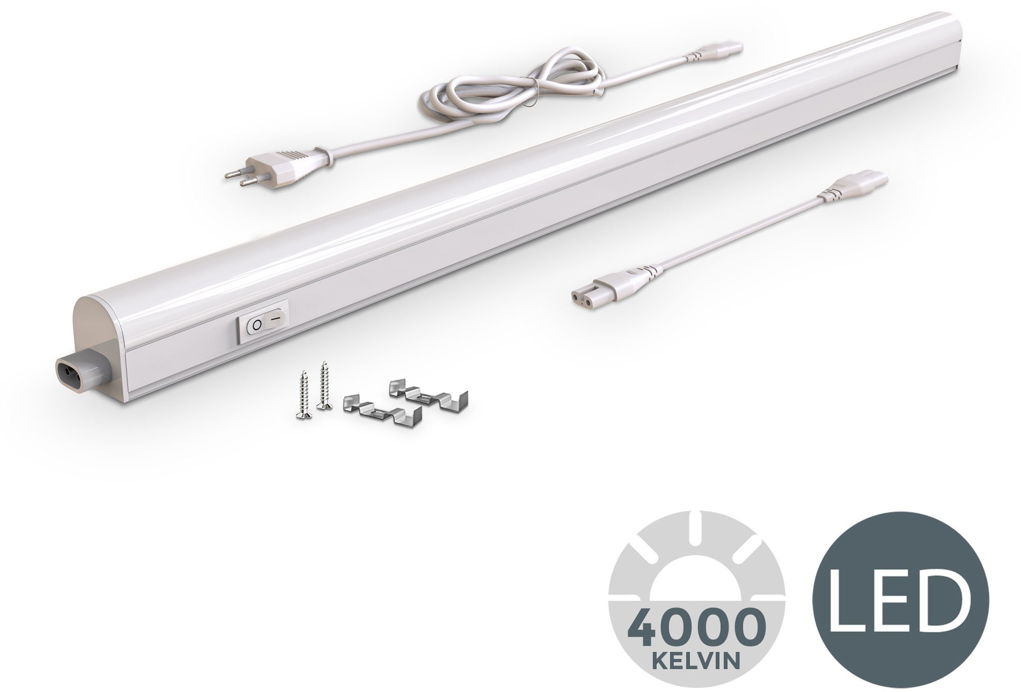 LED Neutralweiß, weiß Stecksystem, Lichtleiste, 15W fest 4.000K, LED Lichtleiste, 1.200 Lumen B.K.Licht Küchenlampe, integriert,