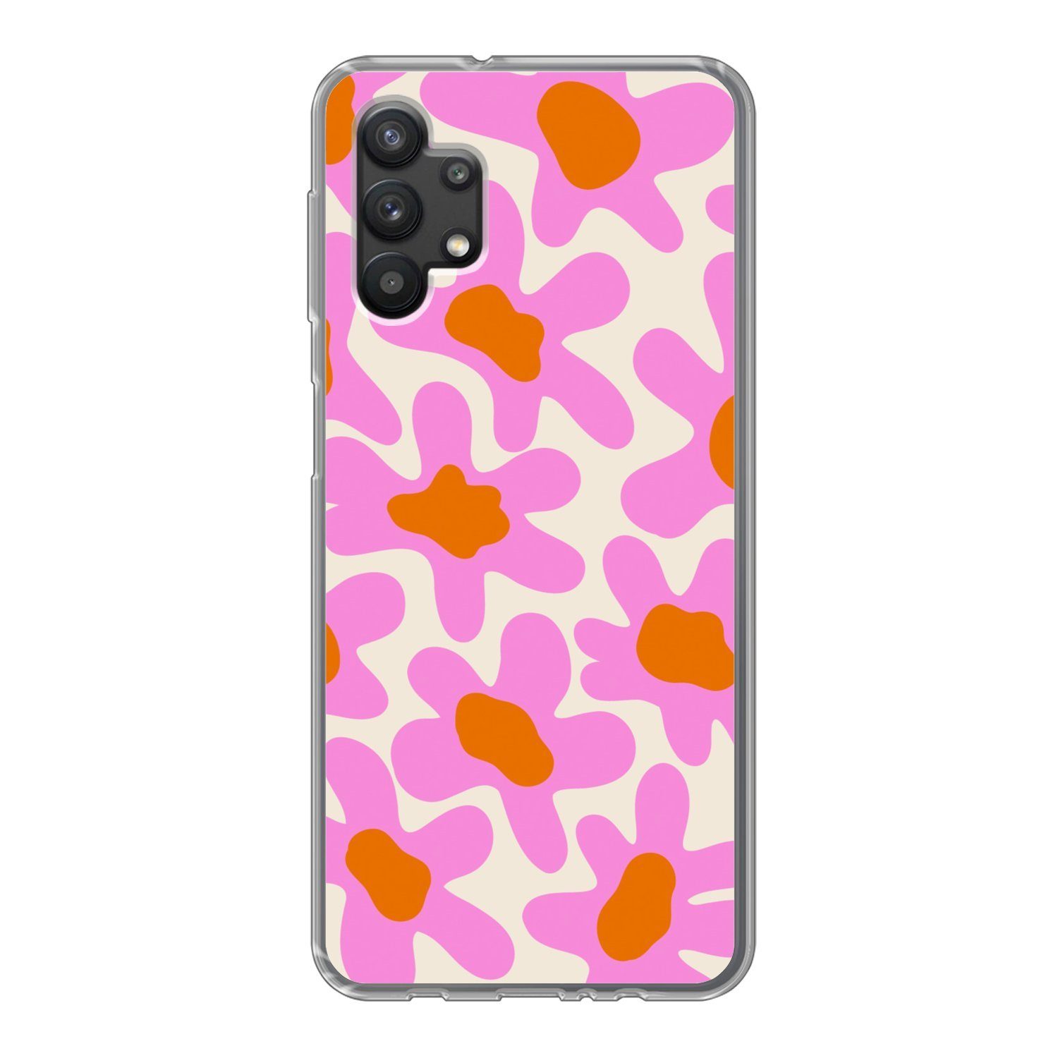 MuchoWow Handyhülle für Samsung Galaxy A32 5G Blume - Rosa - Muster, Smartphone-Bumper, Print, Handy Schutzhülle Dünn