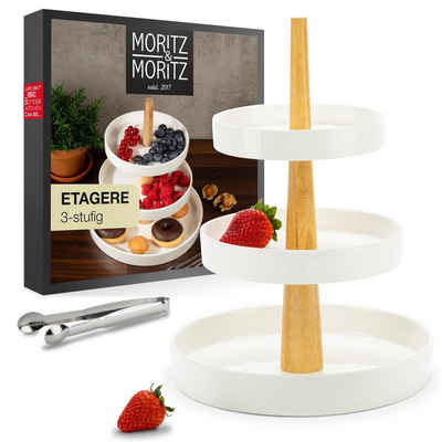 Moritz & Moritz Etagere Obst Etagere, Porzellan, (3 Etagen, 2-tlg), Perfekt als Obstschale für Obst Aufbewahrung, Muffins und Cupcakes