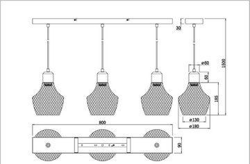 lightling Pendelleuchte Valentina, ohne Leuchtmittel, moderne Korblampe mit Schirmen aus Drahtgeflecht und Holzelementen