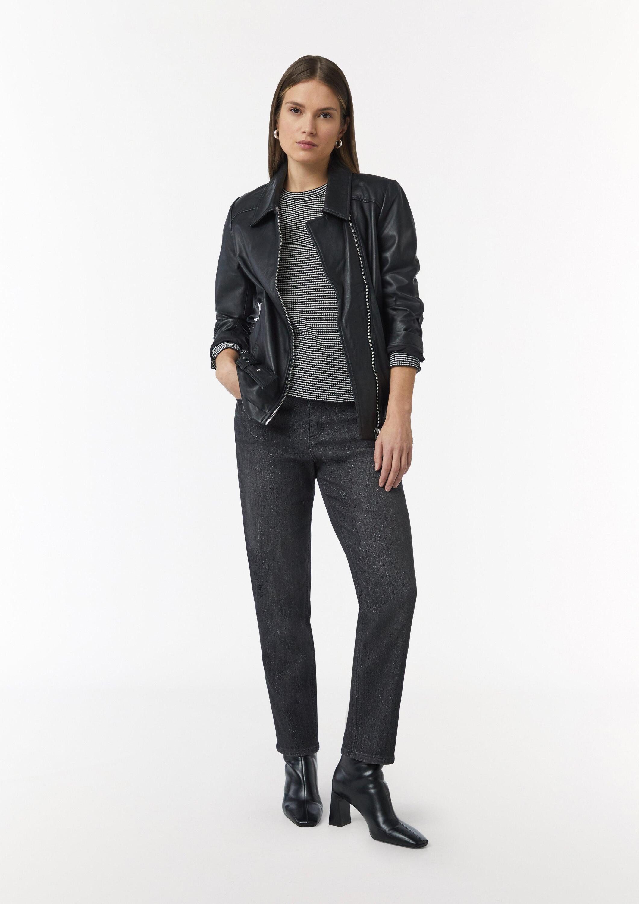 comma Langarmshirt T-Shirt Langarmshirt mit Strukturstreifen