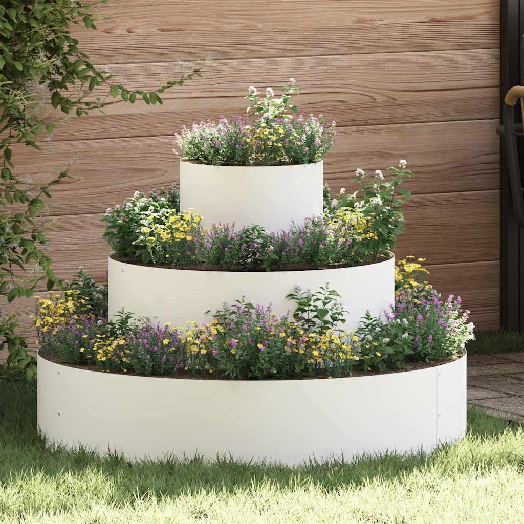 vidaXL Blumentopf Garten-Pflanzgefäß Weiß 90 x 90 x 20 cm Kaltgewalzter Stahl (1 St)