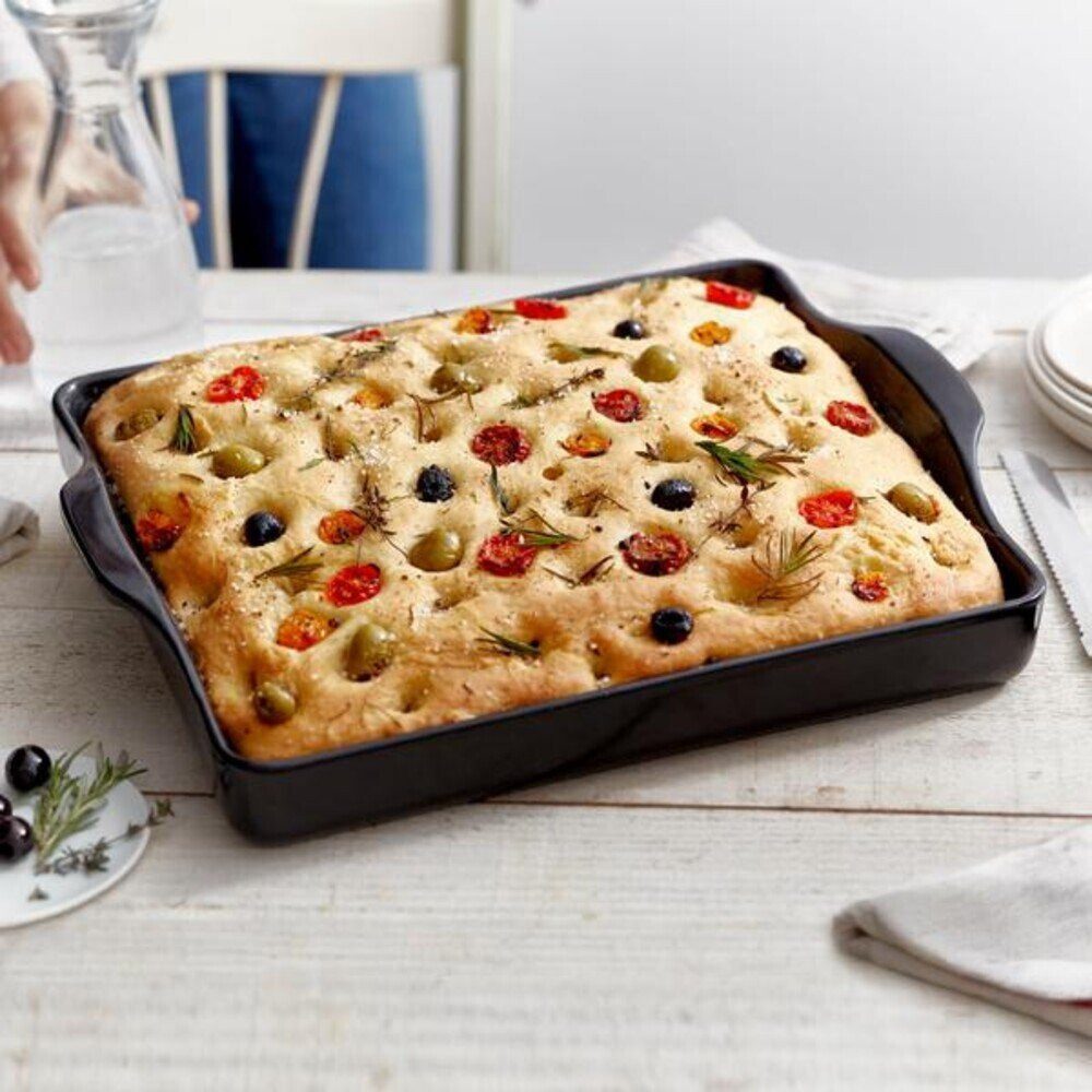 Emile Henry Brotbackform Focaccia Brotbackform 40x31 cm Fusain, Focaccia Brotbackform, 40,50cm, Keramik, schwarz