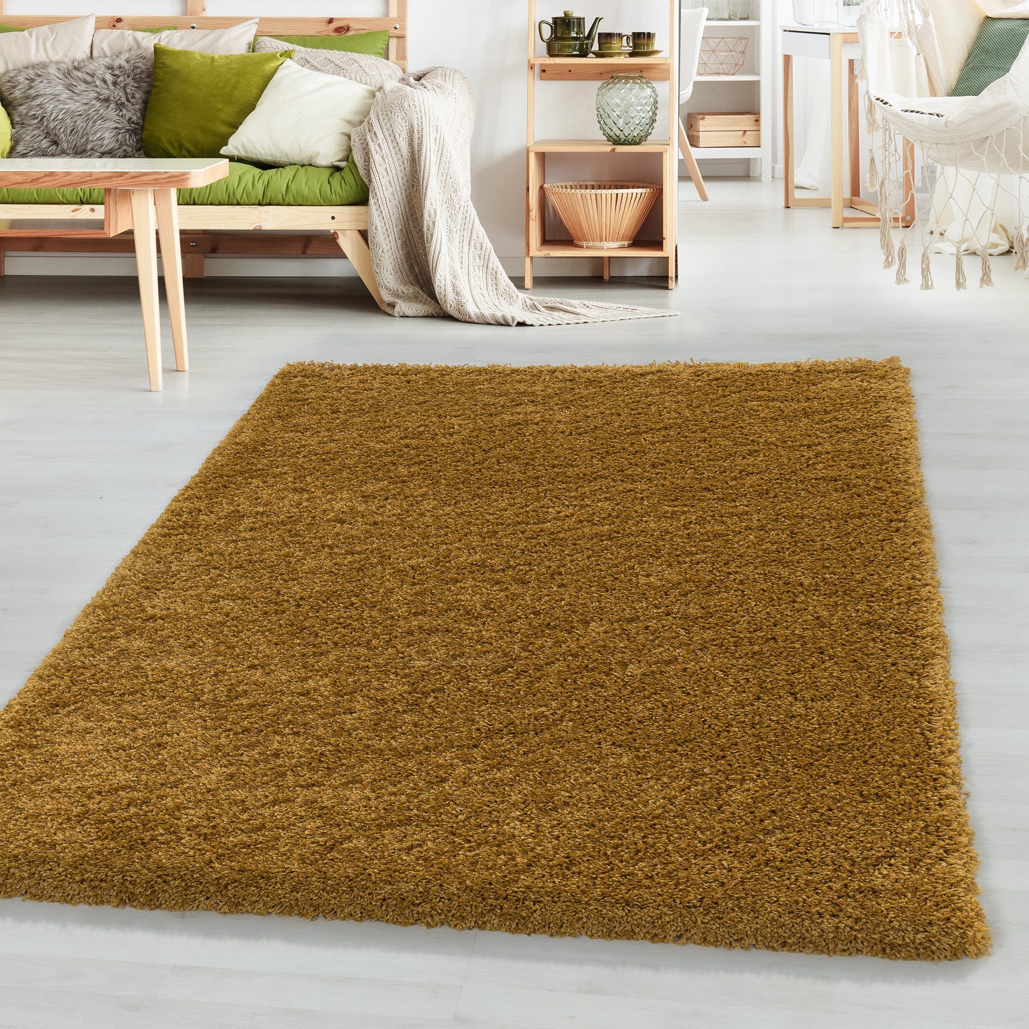 SIMPEX24 Teppich Unicolor - Einfarbig, Läufer, Höhe: 30 mm, Einfarbig Shaggy Teppich Wohnzimmer Langflor Versch. Farben und Größen