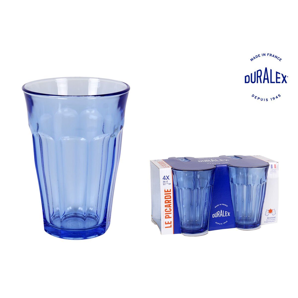 Bigbuy Glas Gläserset Picardie Blau 360 ml 4 Stück 360 ml | Gläser