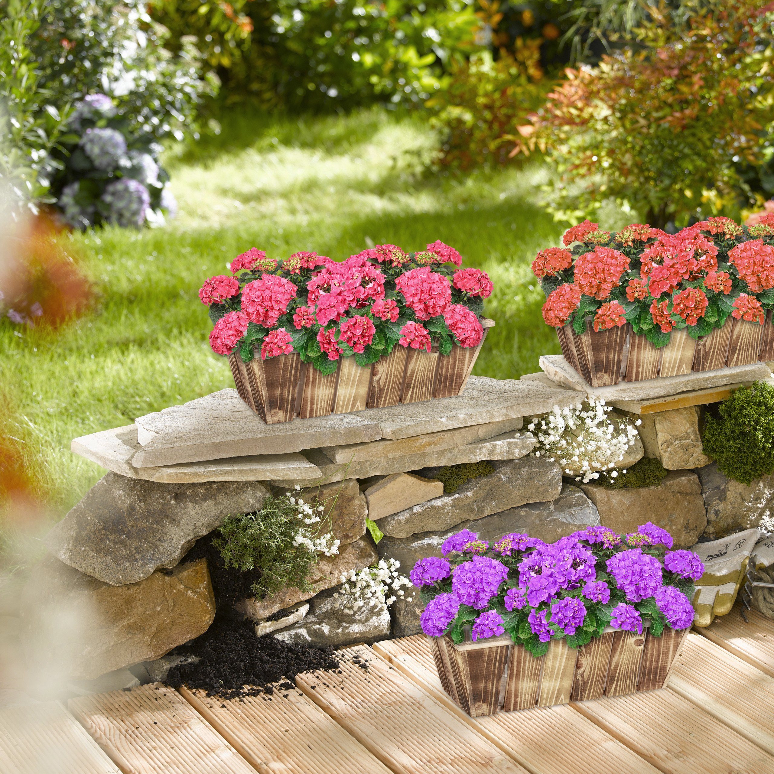 relaxdays Pflanzkübel Blumenkasten Holz 3er Set günstig online kaufen