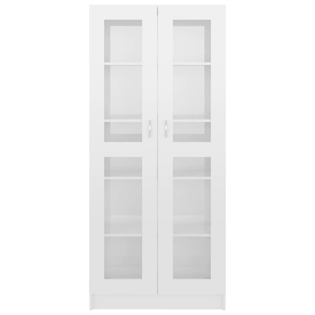 Holzwerkstoff Hochglanz-Weiß Bücherregal cm 82,5x30,5x185,5 Vitrinenschrank furnicato