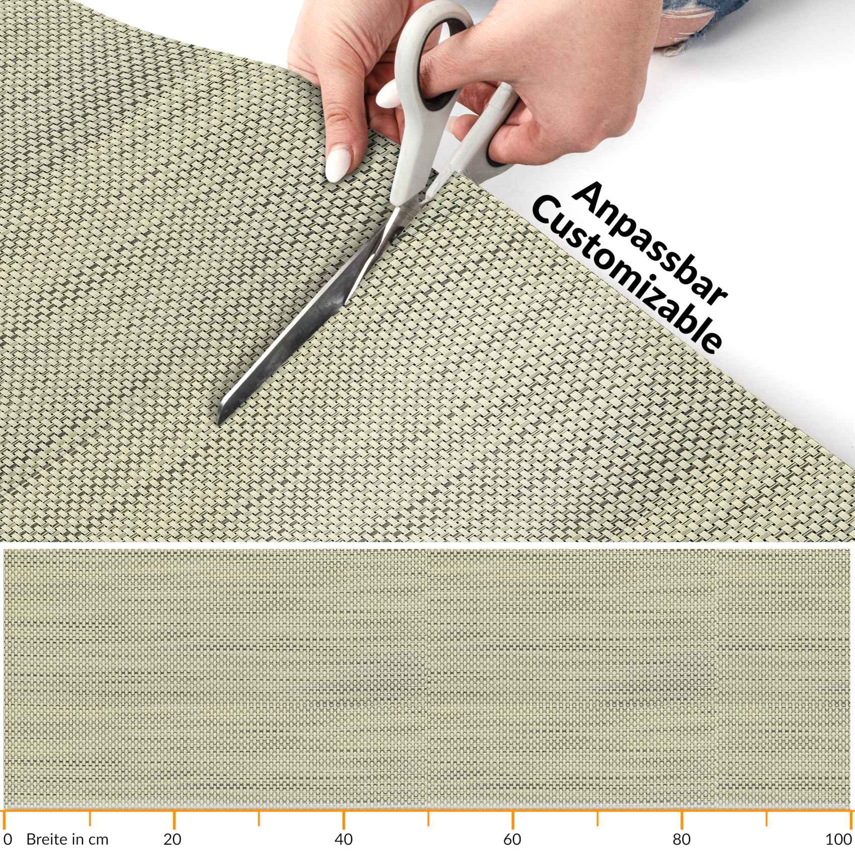 ANRO Küchenläufer Hochwertig Outdoorläufer Teppich TATAMI Läufermatte, Eckig, Höhe: 3 mm, Rattanoptik