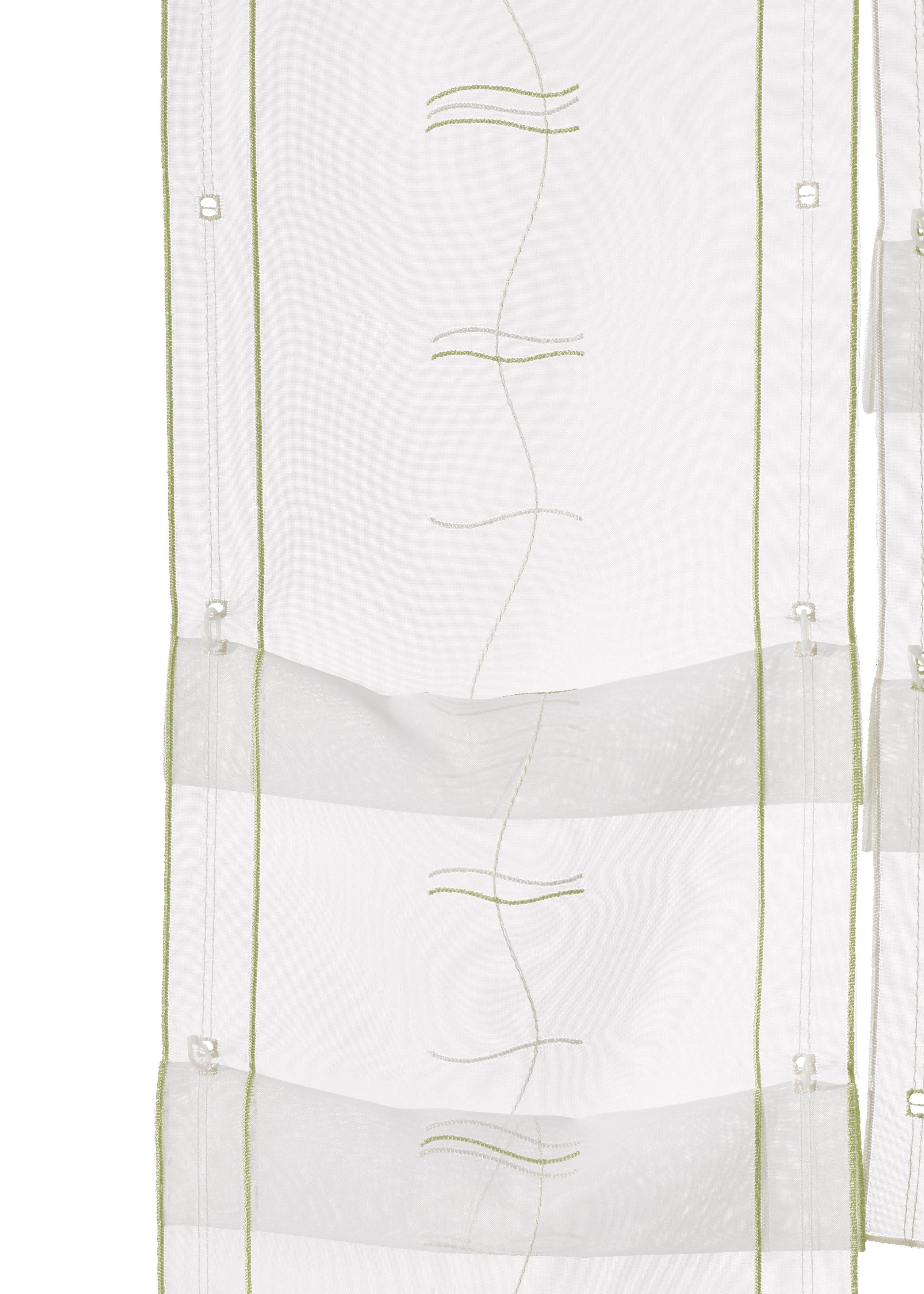 Scheibengardine Selina, Weckbrodt, transparent, Voile, Raffung Stangendurchzug Gardine, (1 transparent, Voile, Stickerei, St), grün/champagner Hochraff, bestickt