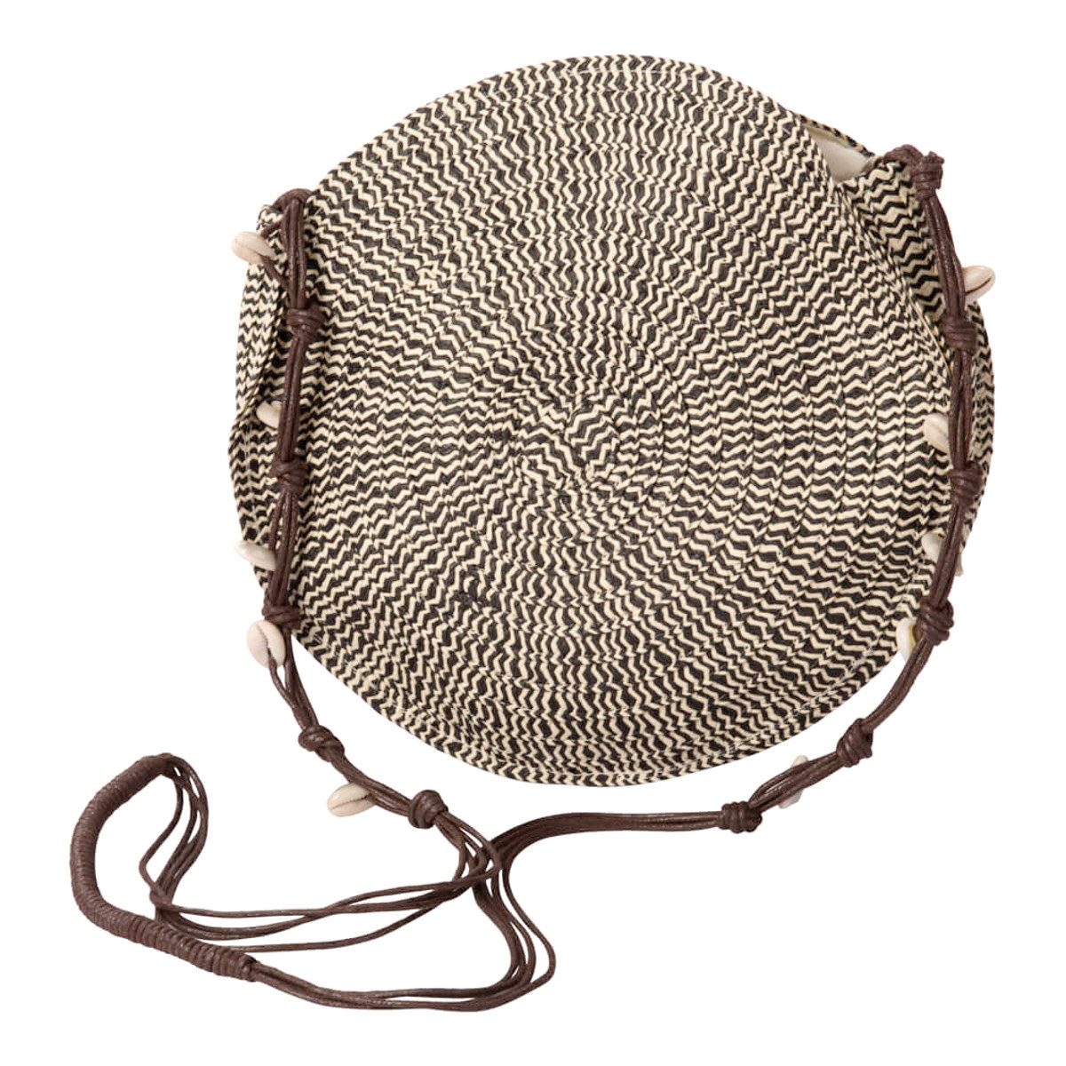 Macosa Home Umhängetasche Umhängetasche rund Beige Schwarz Papiergeflecht 2 günstig online kaufen