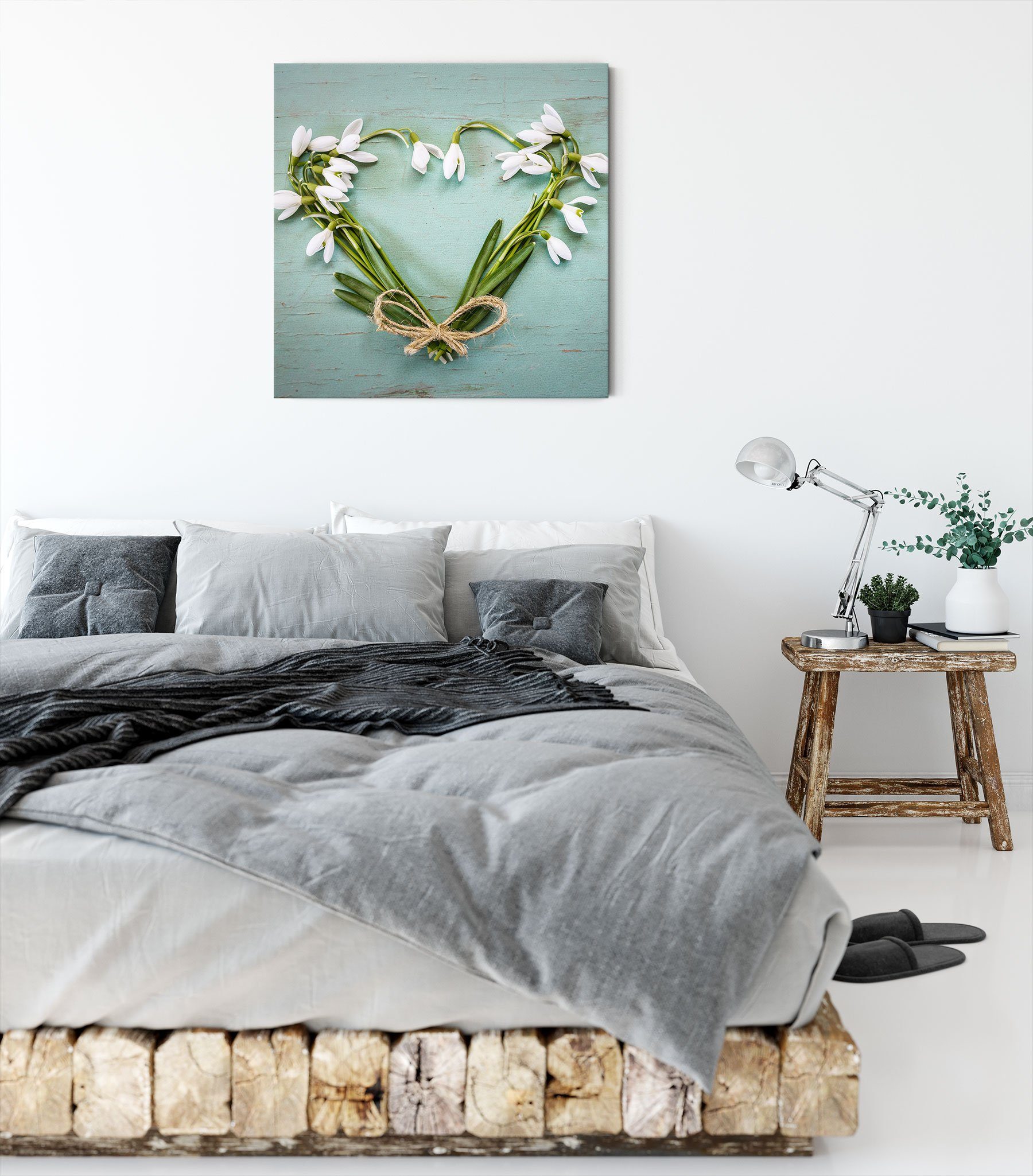 Zackenaufhänger (1 bespannt, fertig Pixxprint inkl. Blumen Leinwandbild aus Leinwandbild Blumen, Herz Herz aus St),
