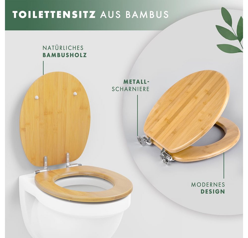 Thumbnail - Benkstein WC-Sitz Premium Bambus WC Sitz mit Absenkautomatik, Quick Release Funktion – Hochwertiger Toilettendeckel mit ...