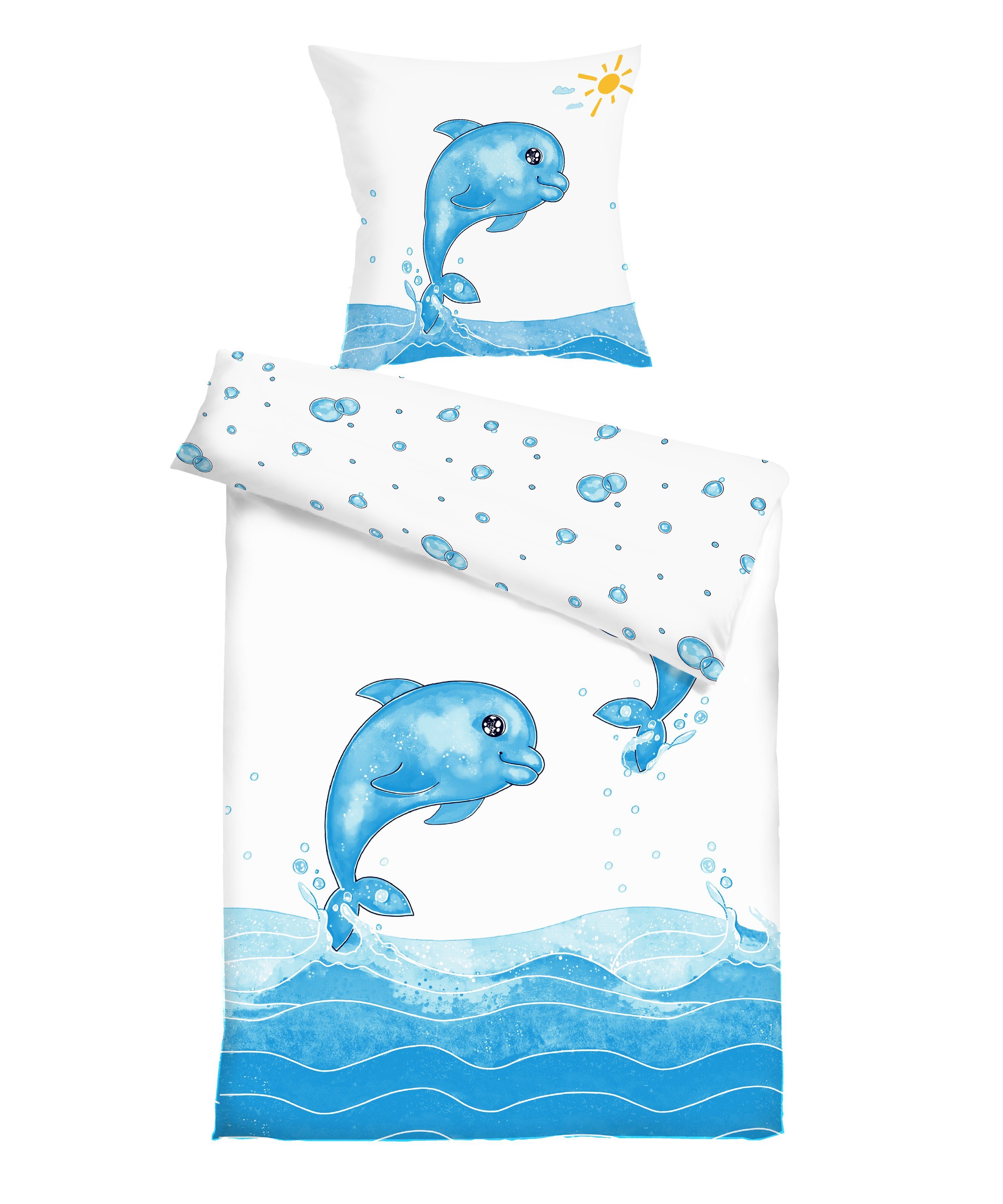 Kinderbettwäsche Wendebettwäsche Delfin