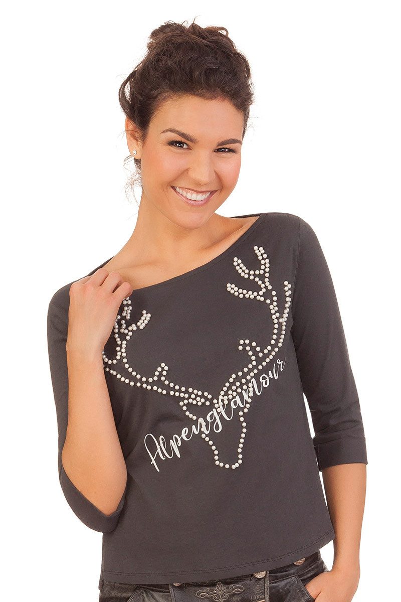 MarJo Trachtenshirt Trachtenshirt Damen - ALPENGLAMOUR - anthrazit