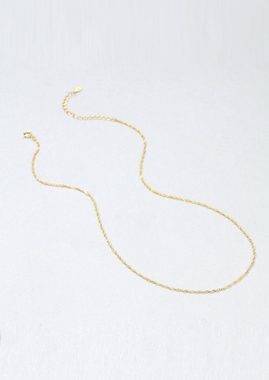 Hey Happiness Silberkette Damen Singapur gedreht, Kette 46/51 cm 18K vergoldet, 925 Silber Halskette zum Kombinieren ohne Anhänger, hypoallergen