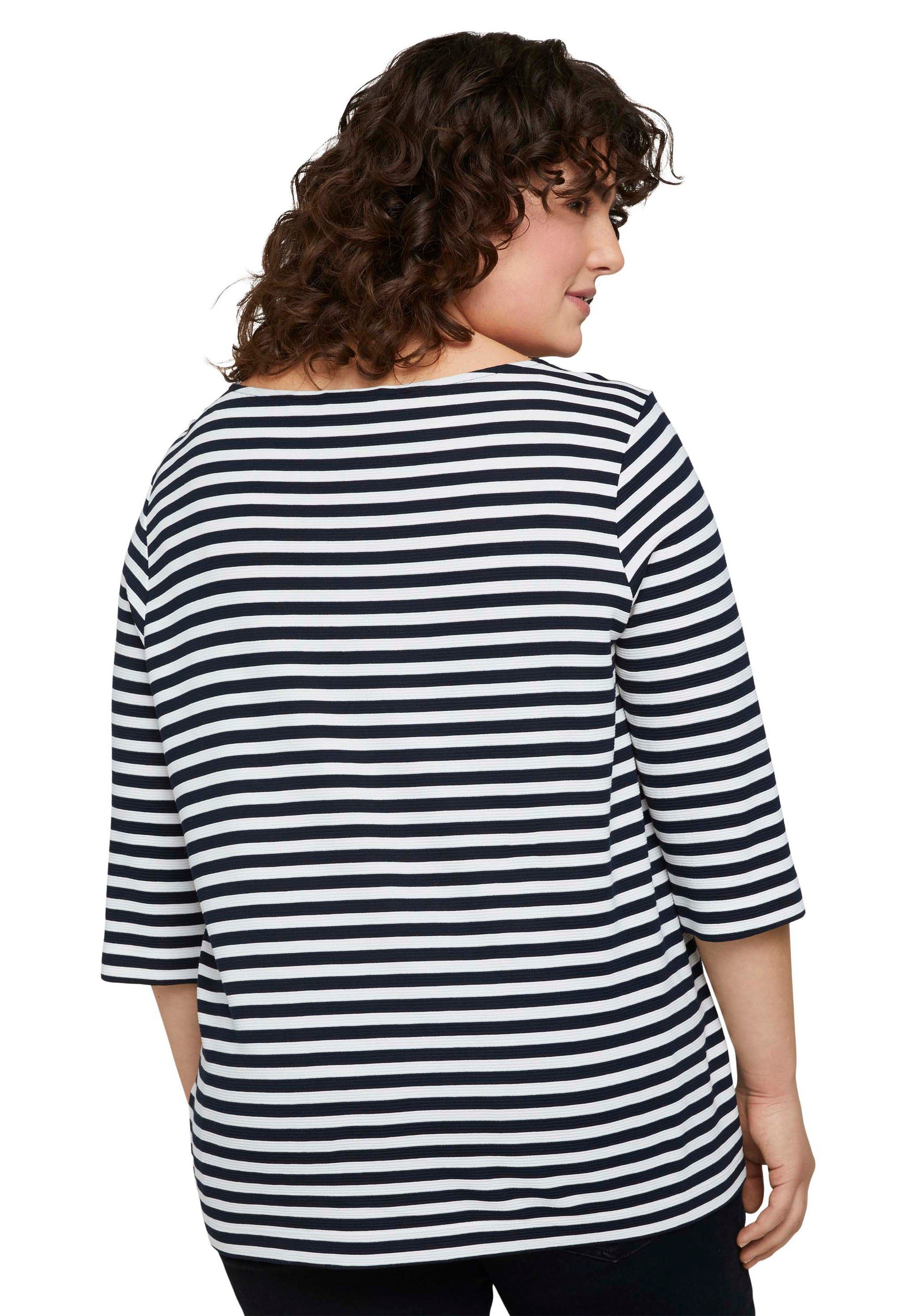 TOM TAILOR PLUS 3/4-Arm-Shirt mit Streifen