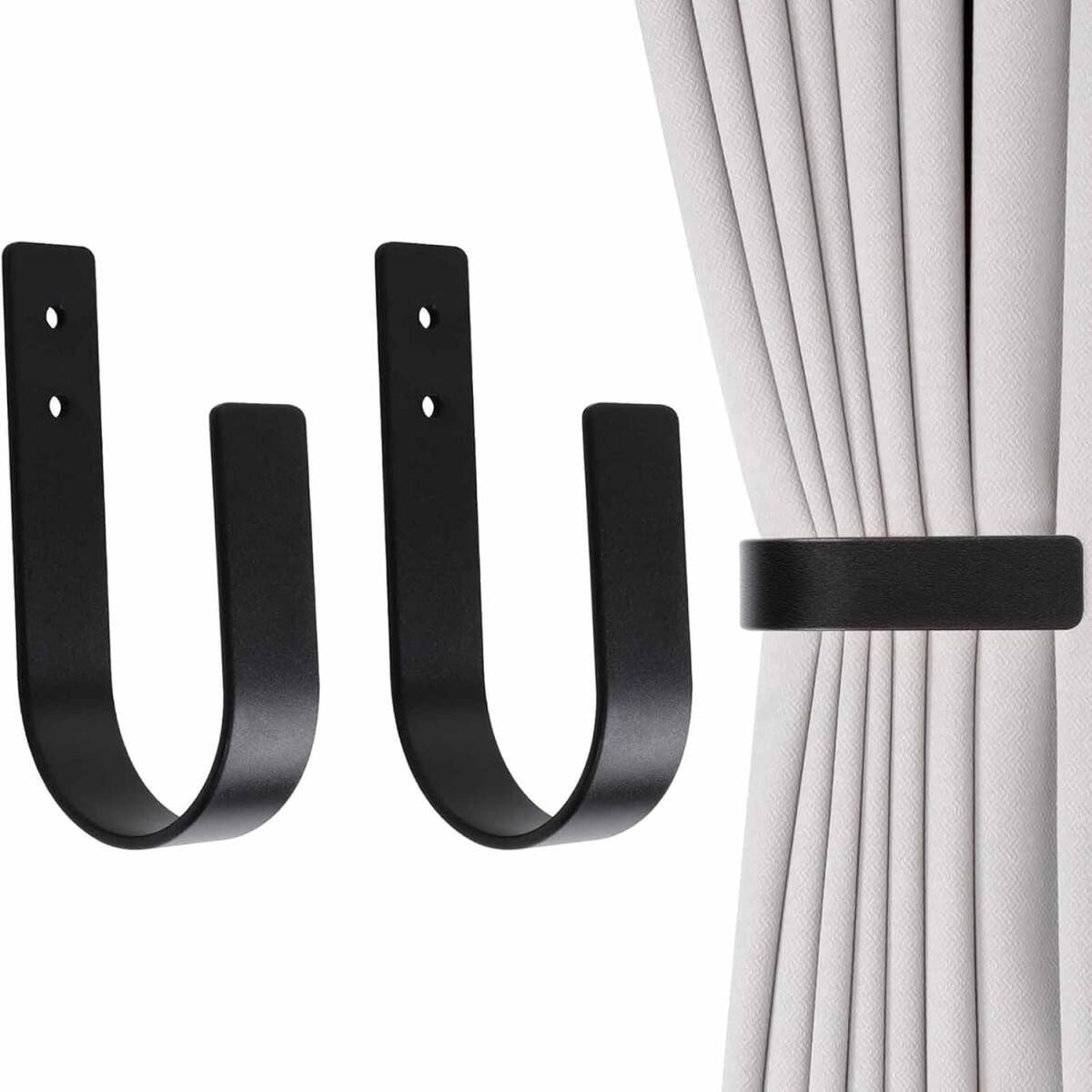FELIXLEO Dekospange Vorhang Подхваты для штор U Form Aluminium Schwarz Modern Wandhalter, (2-tlg)