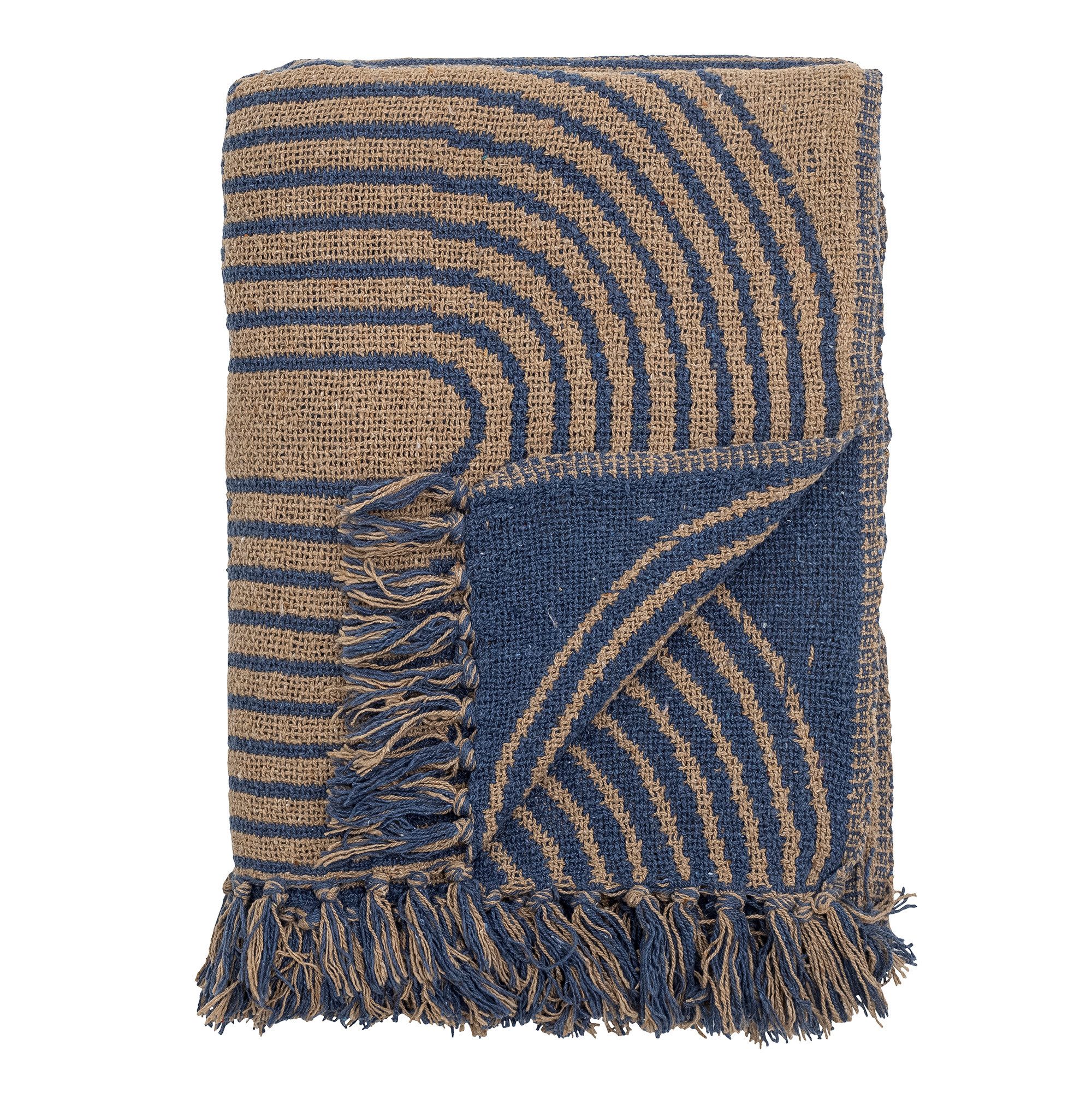Plaid Bloomingville Decke Tiffanie 160x130cm recycelte Baumwolle Fransen, Bloomingville