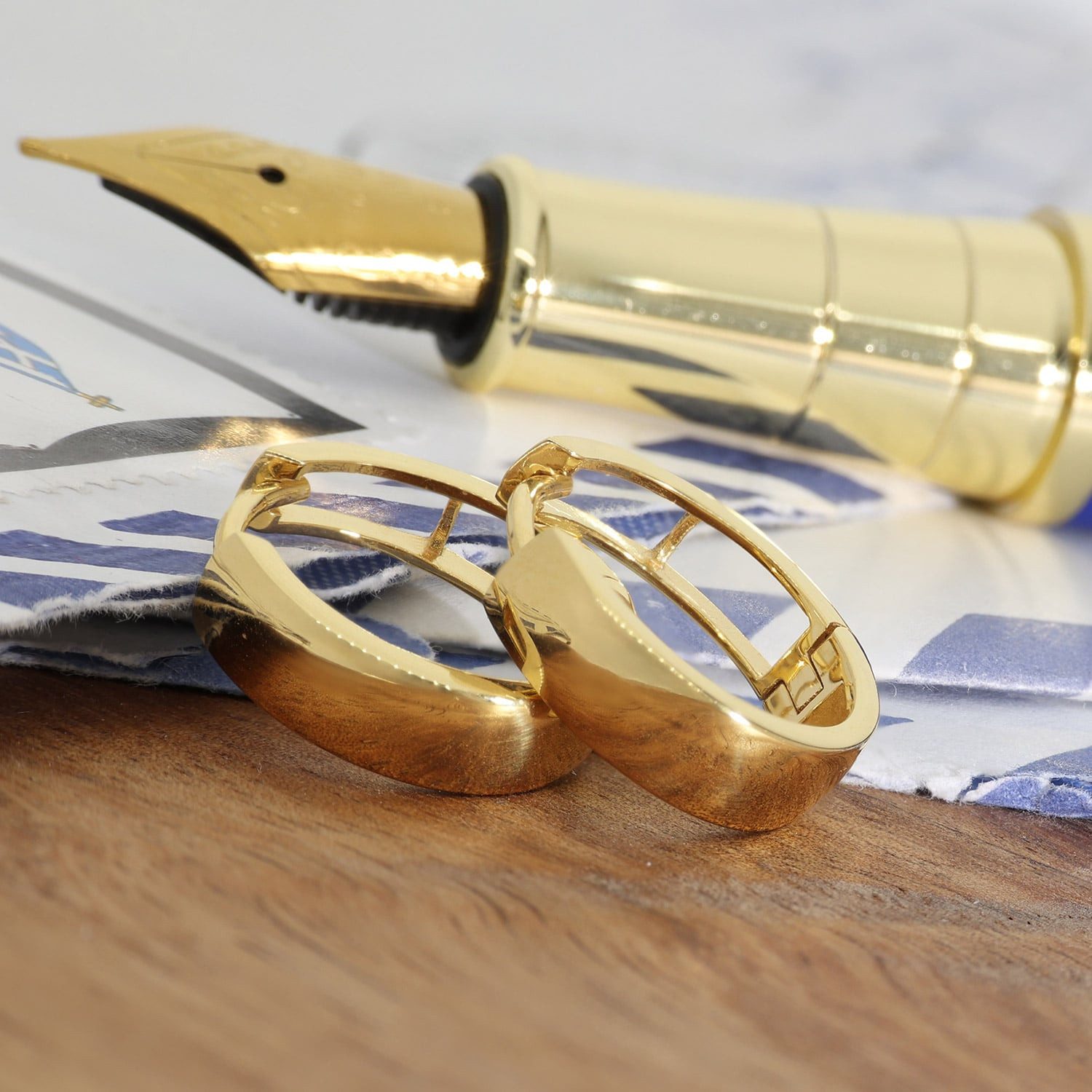 trendor Paar Creolen 21697, Unisex Klapp Gold 333/8K 15x4 mm