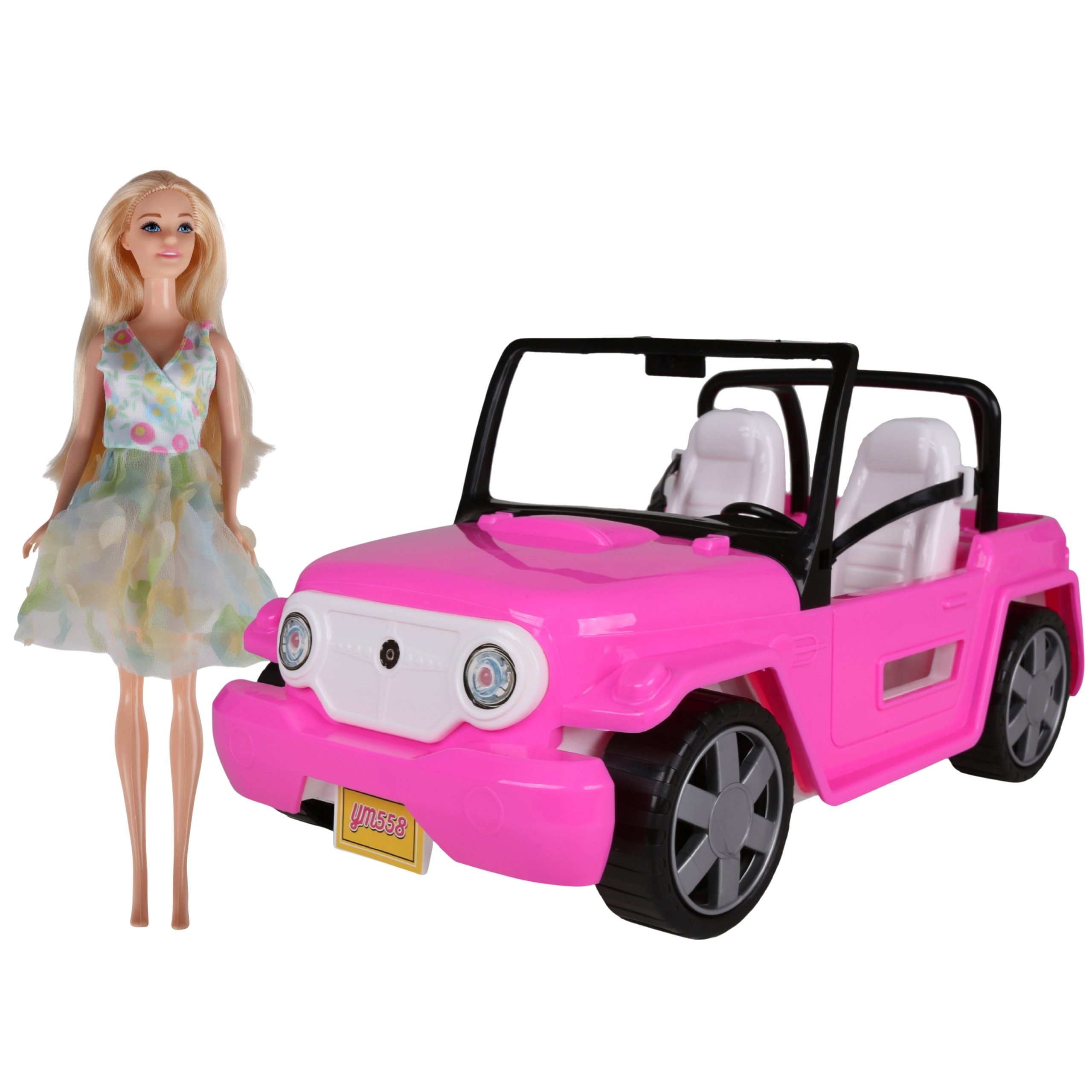 Sarcia.eu Puppenauto Rosa Puppenauto Cabrio + Puppe, mit Licht & Sound, Kinderspielzeug
