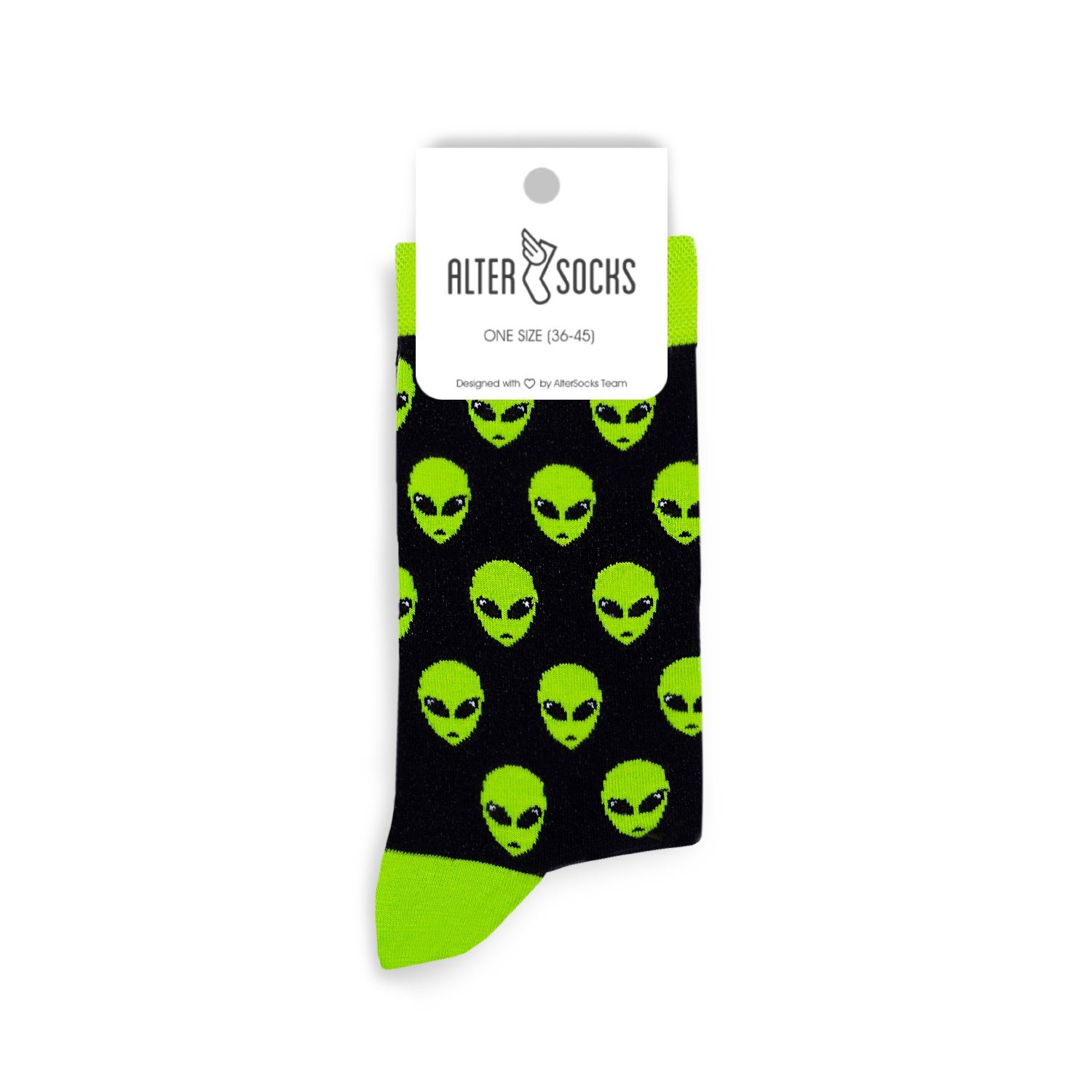 AlterSocks Freizeitsocken Lustige Шкарпетки Alien Шкарпетки Damen & Herren Unisex Розмір 36 – 45 (1 Paar)