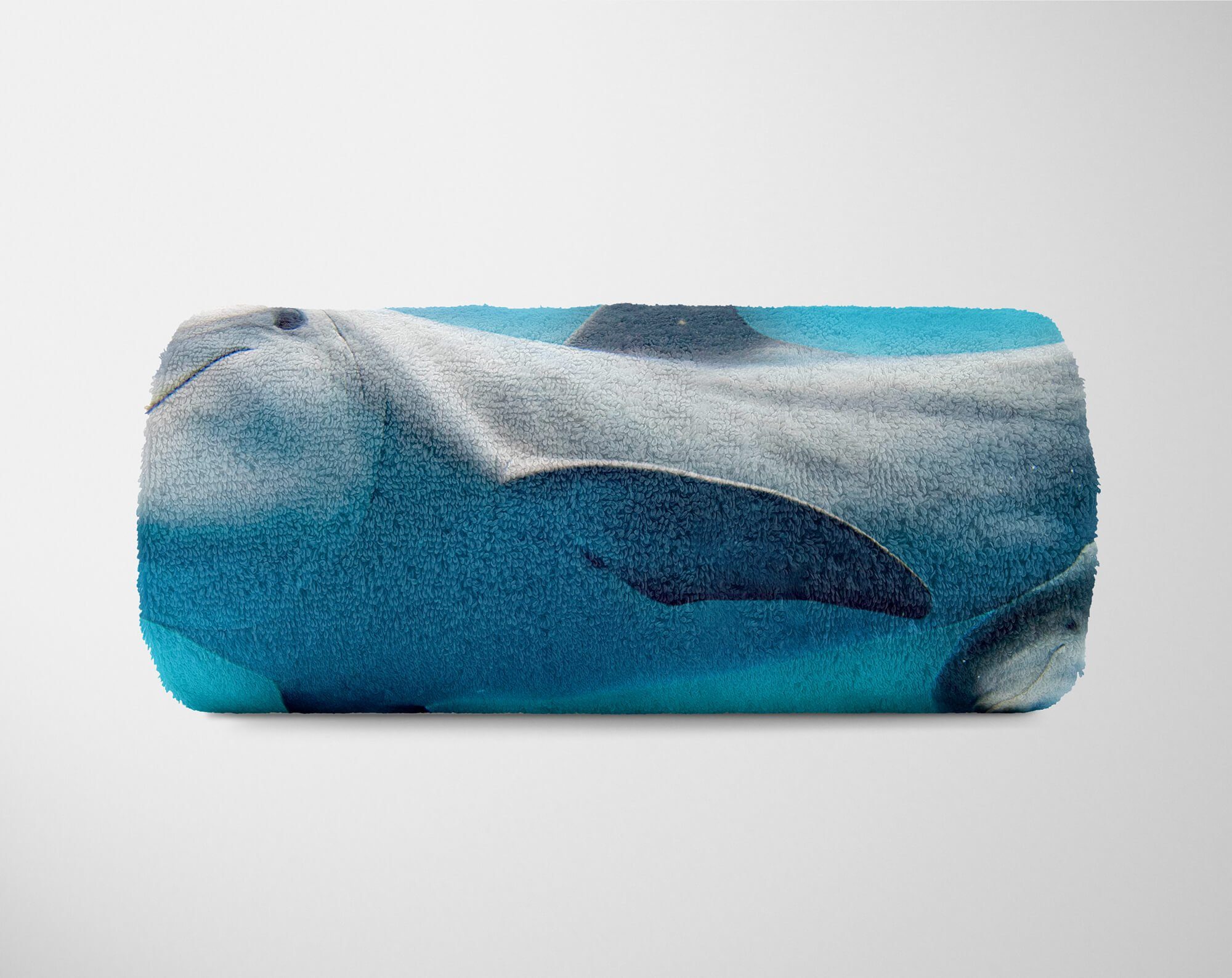 Handtuch mit Delfinen Saunatuch Baumwolle-Polyester-Mix mit, Strandhandtuch Handtuch Sinus (1-St), Kuscheldecke Handtücher Art Tiermotiv Mama