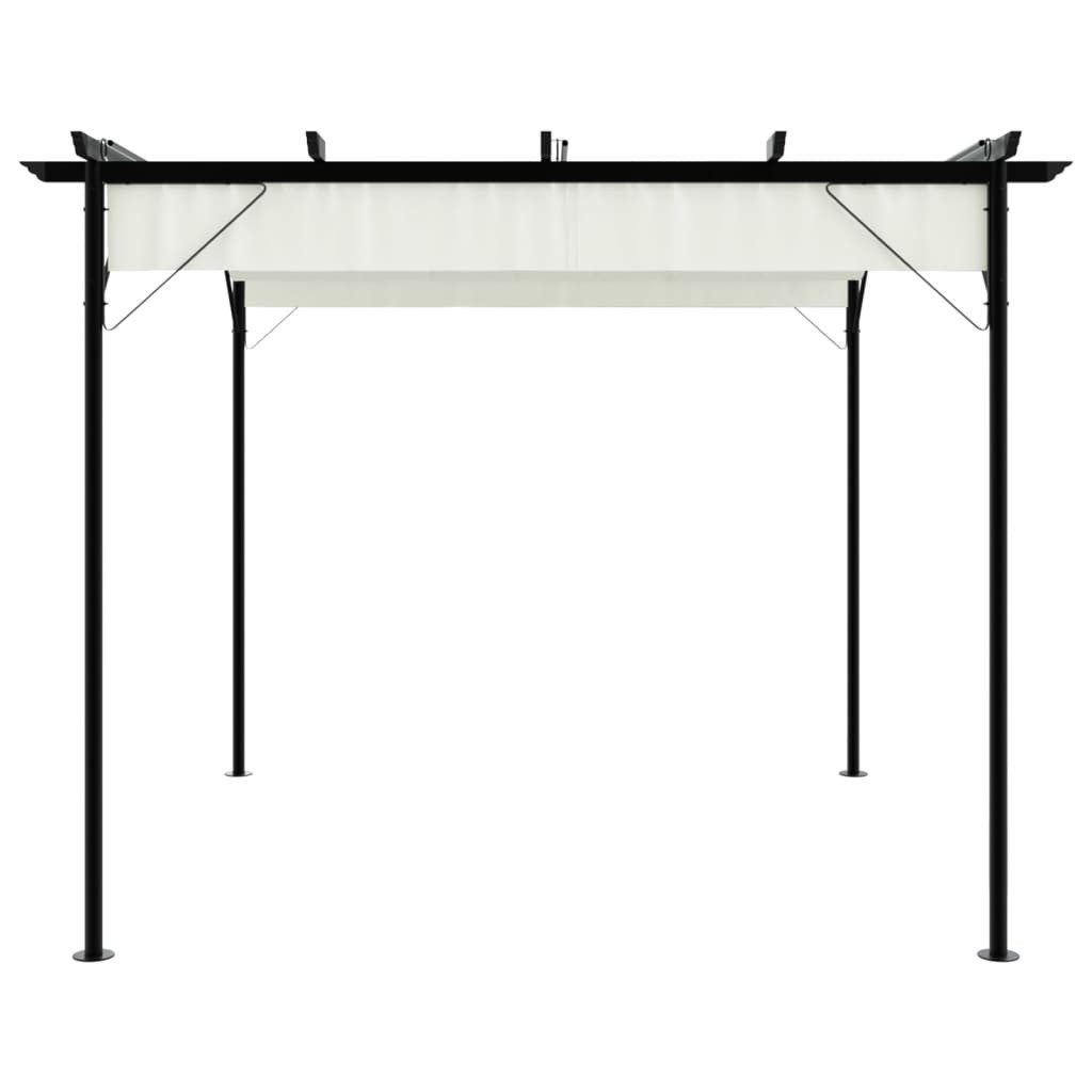 vidaXL Pergola Pergola mit Versenkbarem Dach Cremeweiß 3x3 m Stahl, BxTxH: 300x300x225 cm, (1-tlg)