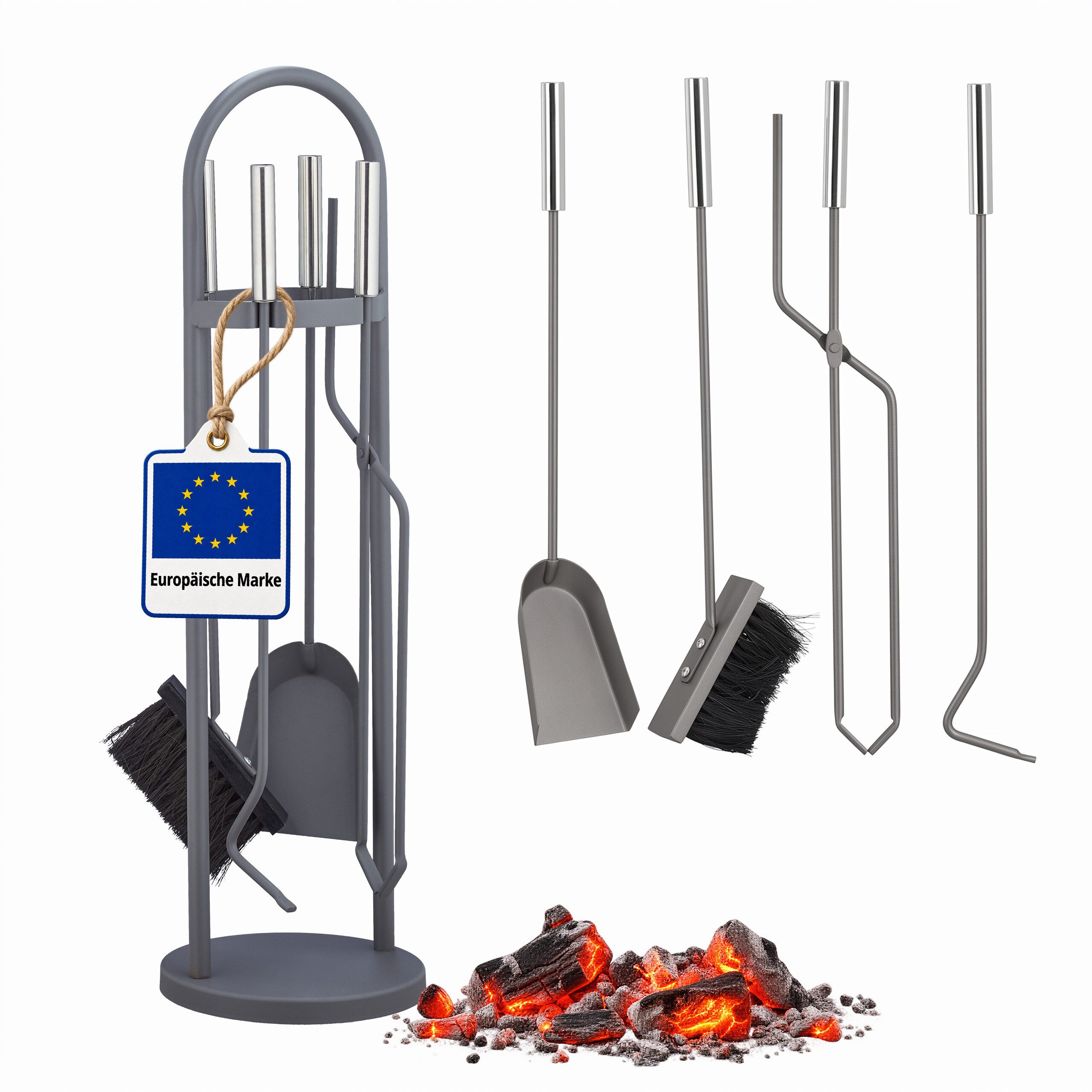 relaxdays Kamingarnitur Kaminbesteck modern 5-teilig, (5-St)