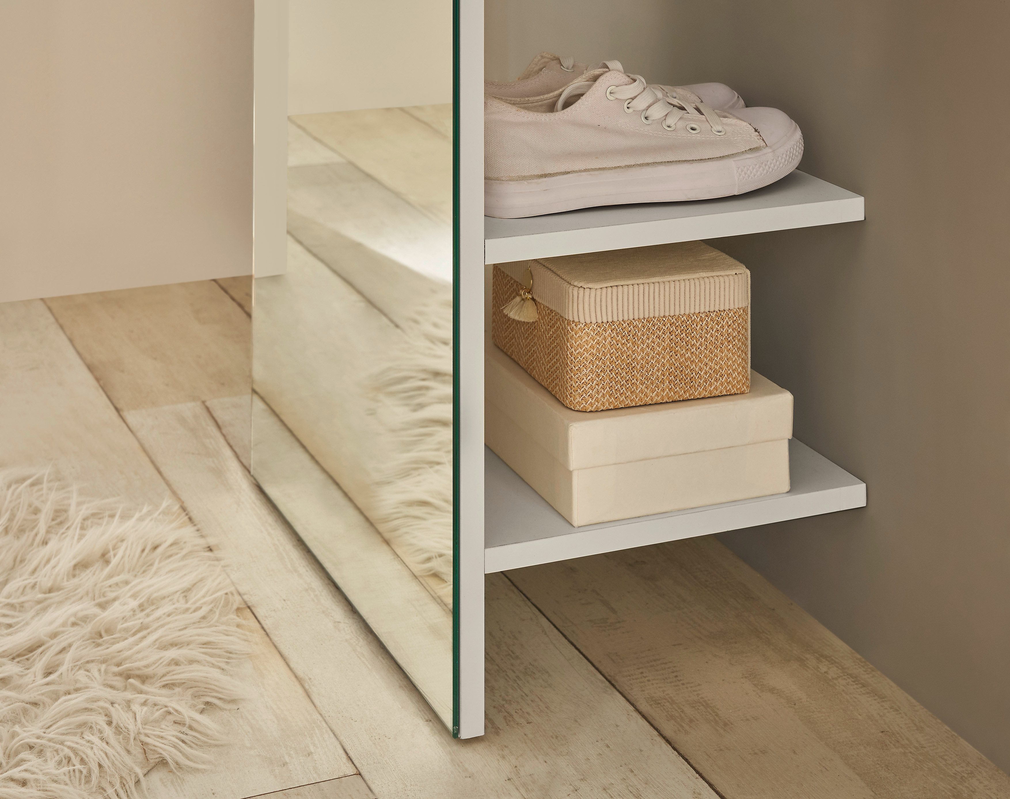 Home affaire Garderobenschrank GiRON/CiTY, Schrank mit Spiegelfront, moderner Kleiderschrank mit Kleiderstange, modernes Design, beidseitig geöffnet, 50 cm brei – Bild 5 von 5
