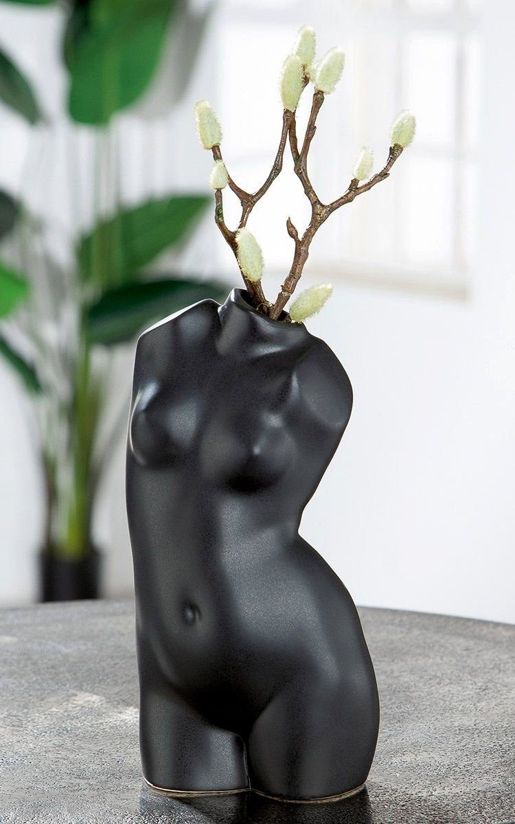 GILDE Dekoobjekt MF Keramik Vase "Black Lady" Schwarz Matt Deko Exklusive Hochwertige V | Deko-Objekte