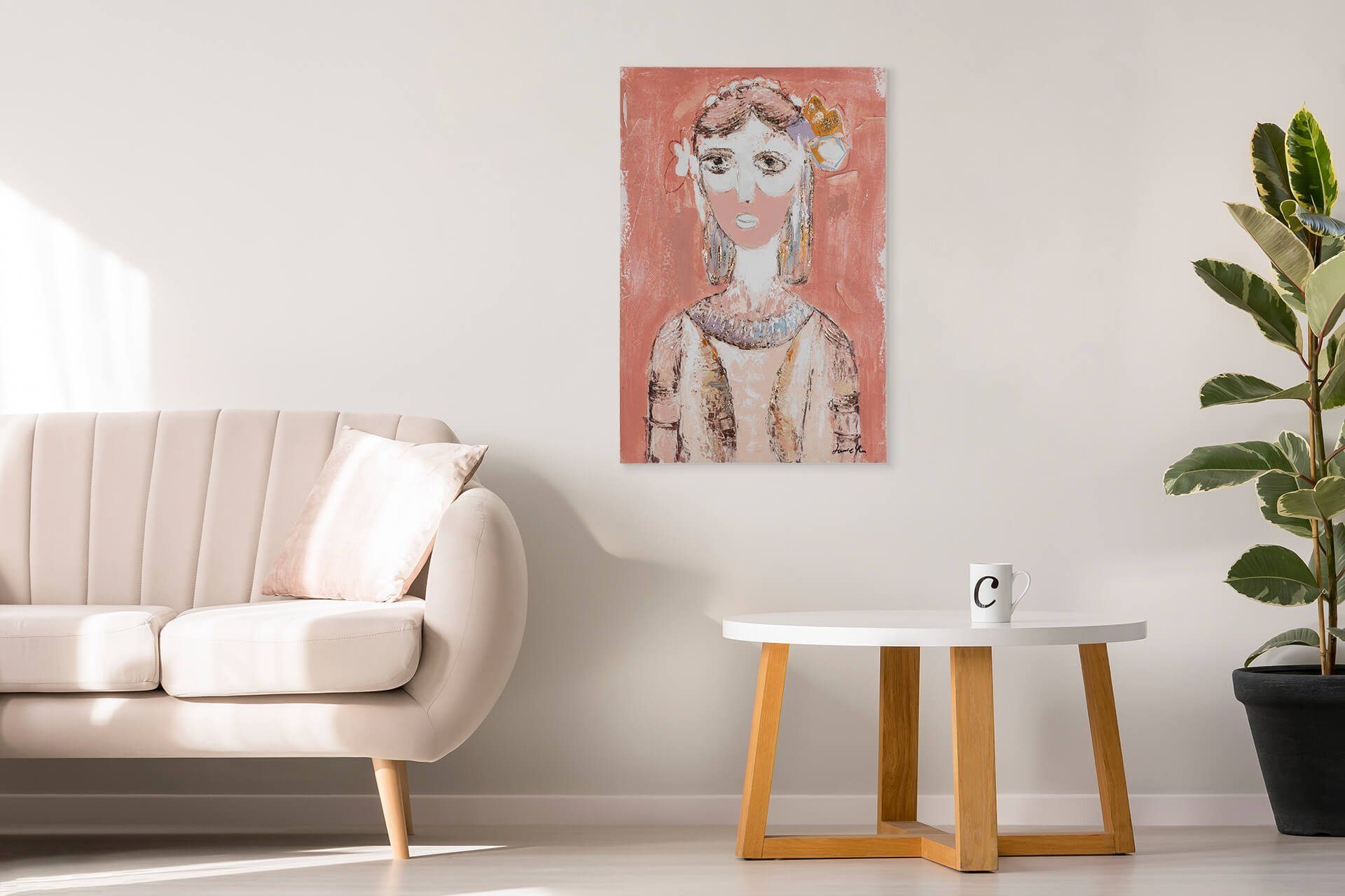 HANDGEMALT Mysterious Wohnzimmer Princess 60x90 Gemälde Wandbild cm, 100% KUNSTLOFT Leinwandbild